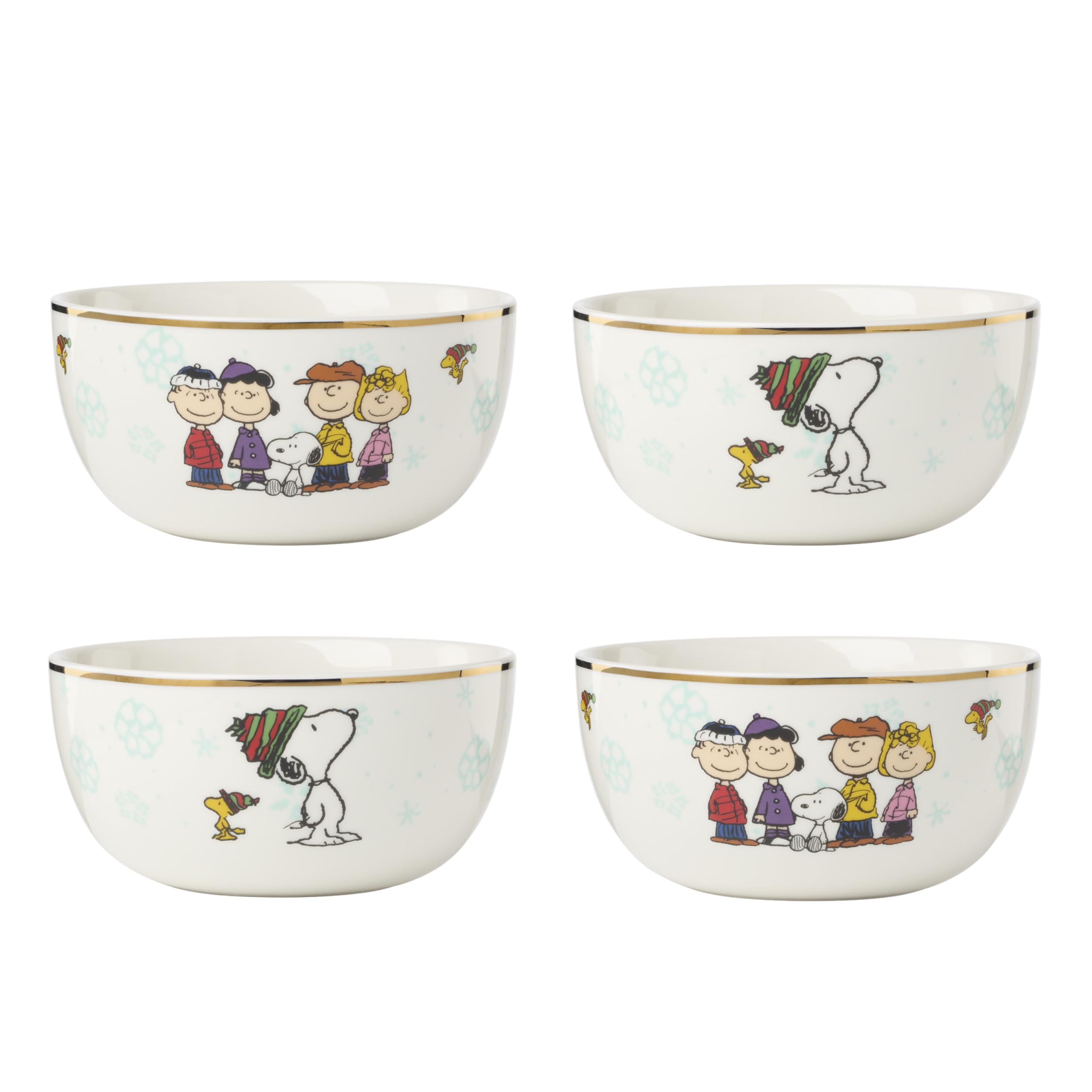Lenox 899128 Peanuts Gang All-Purpose Bowls, Set Of 4, Assorted, Service For 4