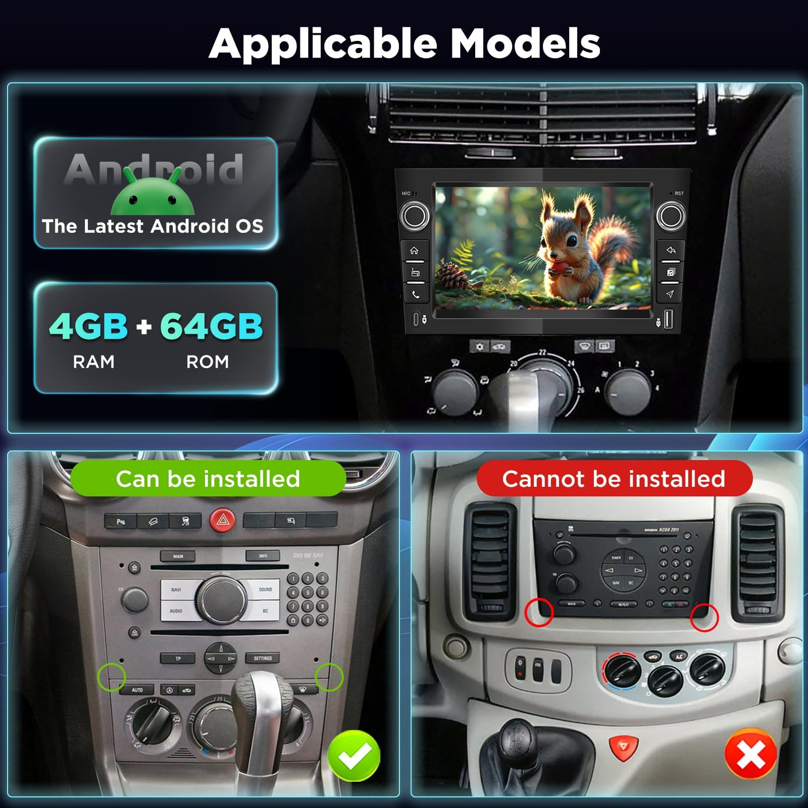 [4+64G] Radio Android per Opel Corsa Astra Zafira Meriva Vivaro Combo Tigra TwinTop: 7 Pollici IPS Touchscreen AAA con Carplay Wireless e Android Auto, 5G/WiFi, GPS + Telecamera di Retromarcia
