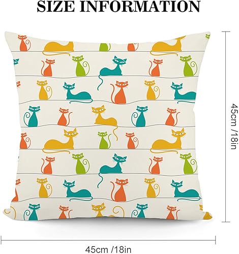 Miniatura 5 de Juego de 2 fundas de almohada de gatos modernos de mediados de siglo de 18 x 18 pulgadas, fundas de almohada decorativas retro para sofá,