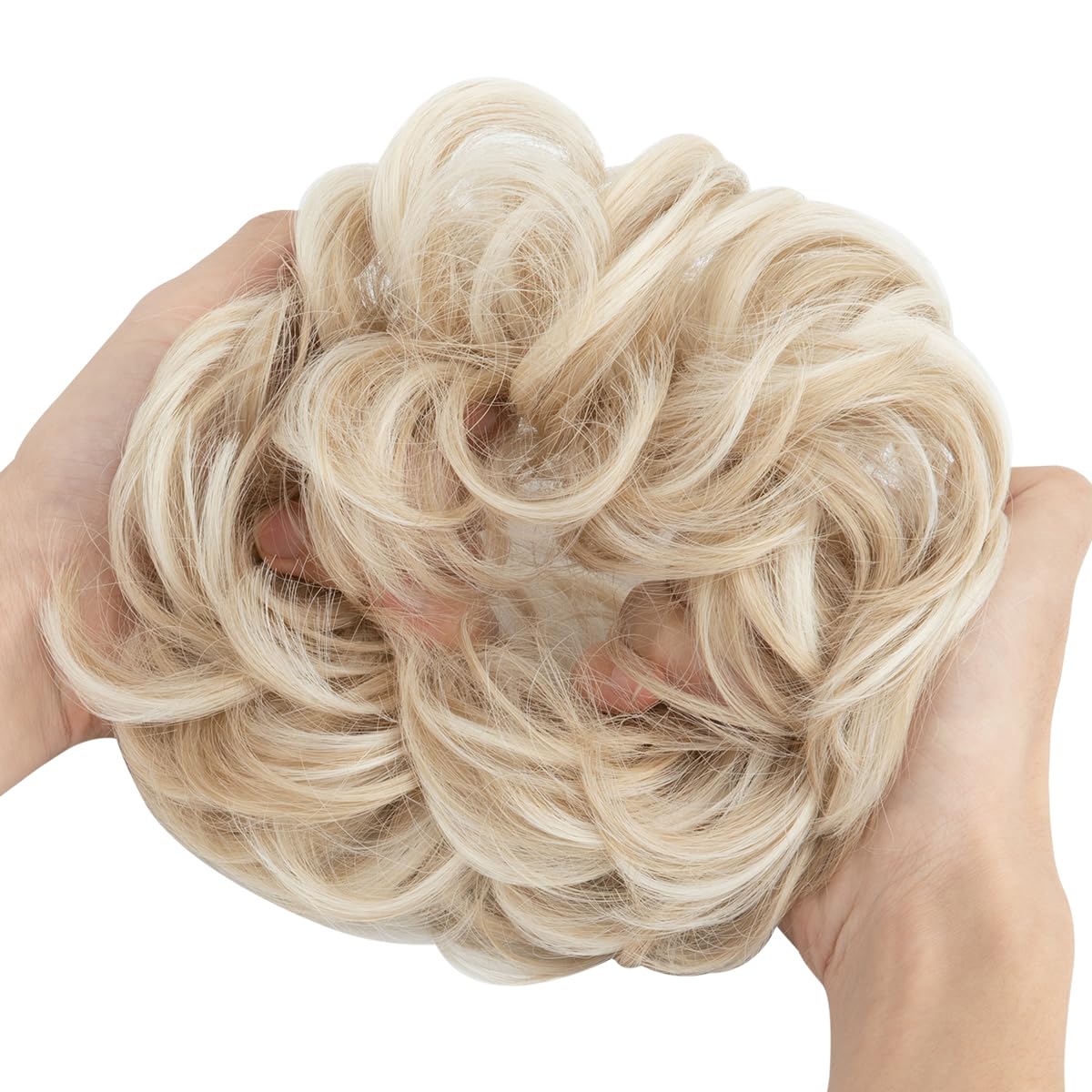 SARLA Messy Bun Hair Piece for Womens Synthetic Scrunchies Buns Extension Hairpieces Updo Pony Tail Cream Blonde - Image 3