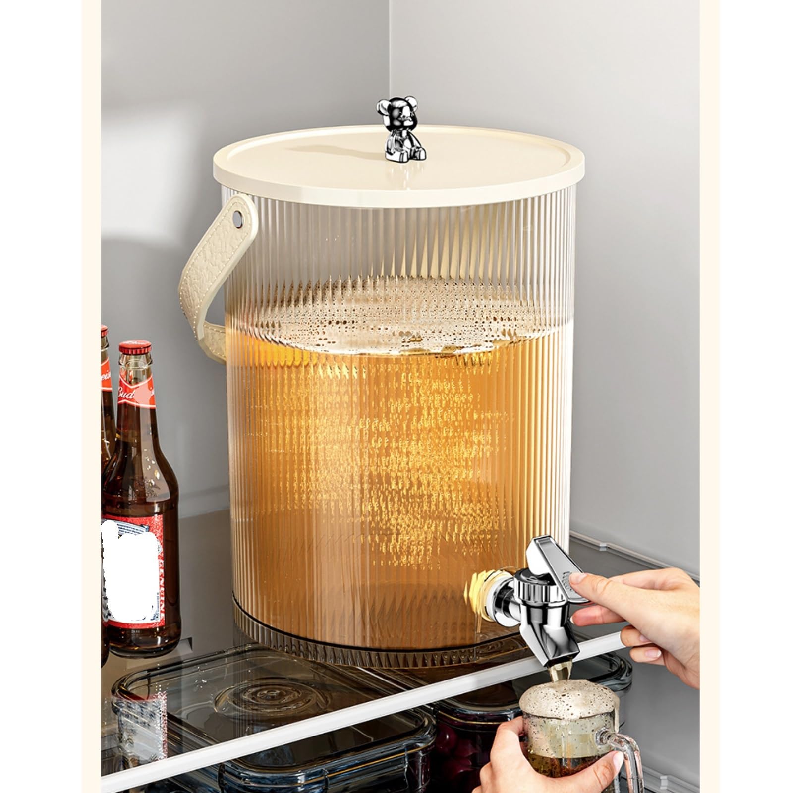 Kunststoff-Getränkespender mit Ständer und Tablett. Getränkespender for Sonnentee, Agua Frescas-Saft, Limonade getränke spender(4L)