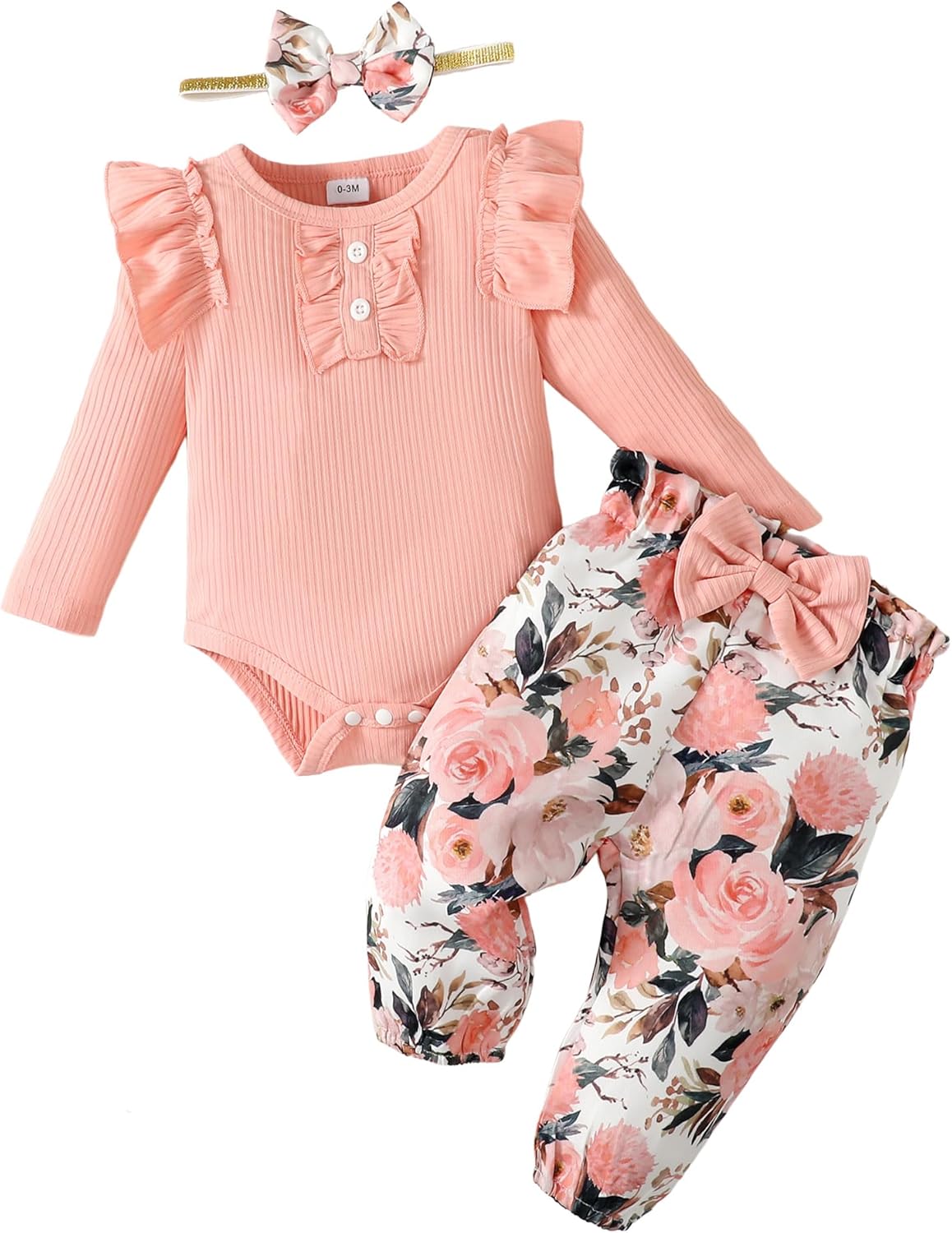 Mioglrie Baby Girl Clothes Newborn Infant Clothes Girl Romper Pant Set Toddler Girl Outfits Cute Baby Girls’ Clothing