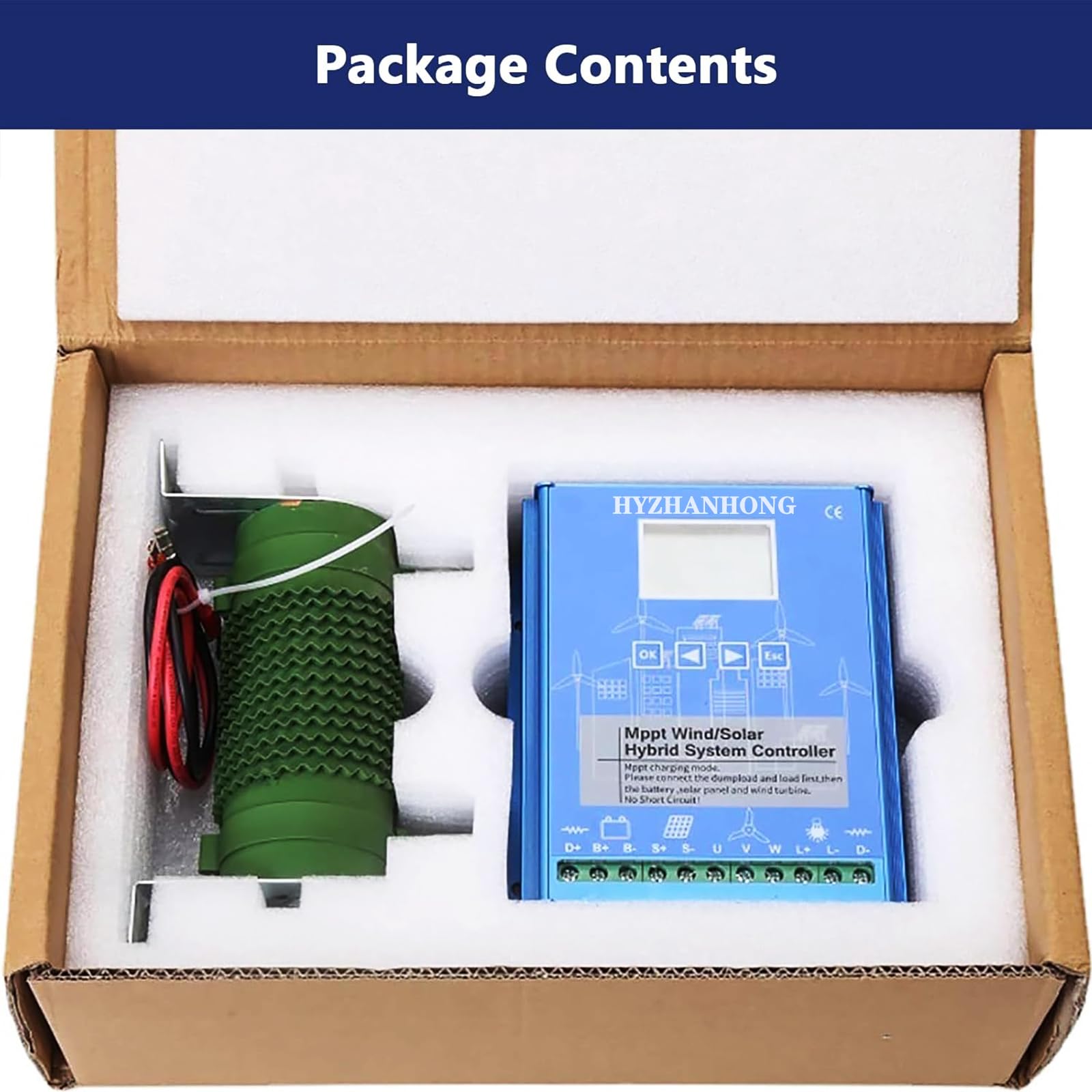 ,Bleu,220V,Contrôleur d'énergie éolienne et solaire 4500W avec écran LCD