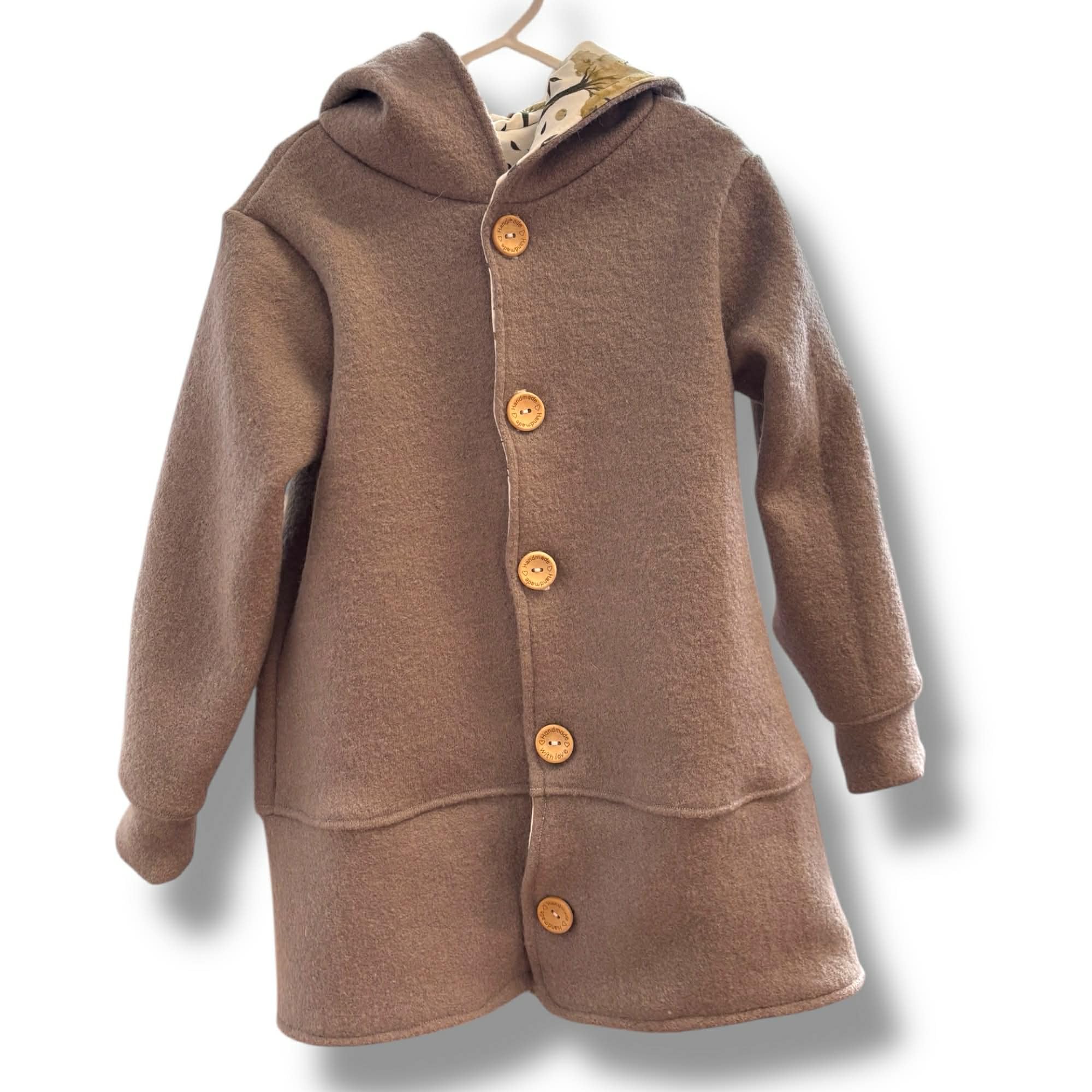 Walk Mantel Taupe Natur Jacke Wollwalk Wollwalkjacke 62 68 74 80 86 92 98 104 110 116 Trachtenjacke mit Knöpfen Mitwachsend Warm Hochwertig
