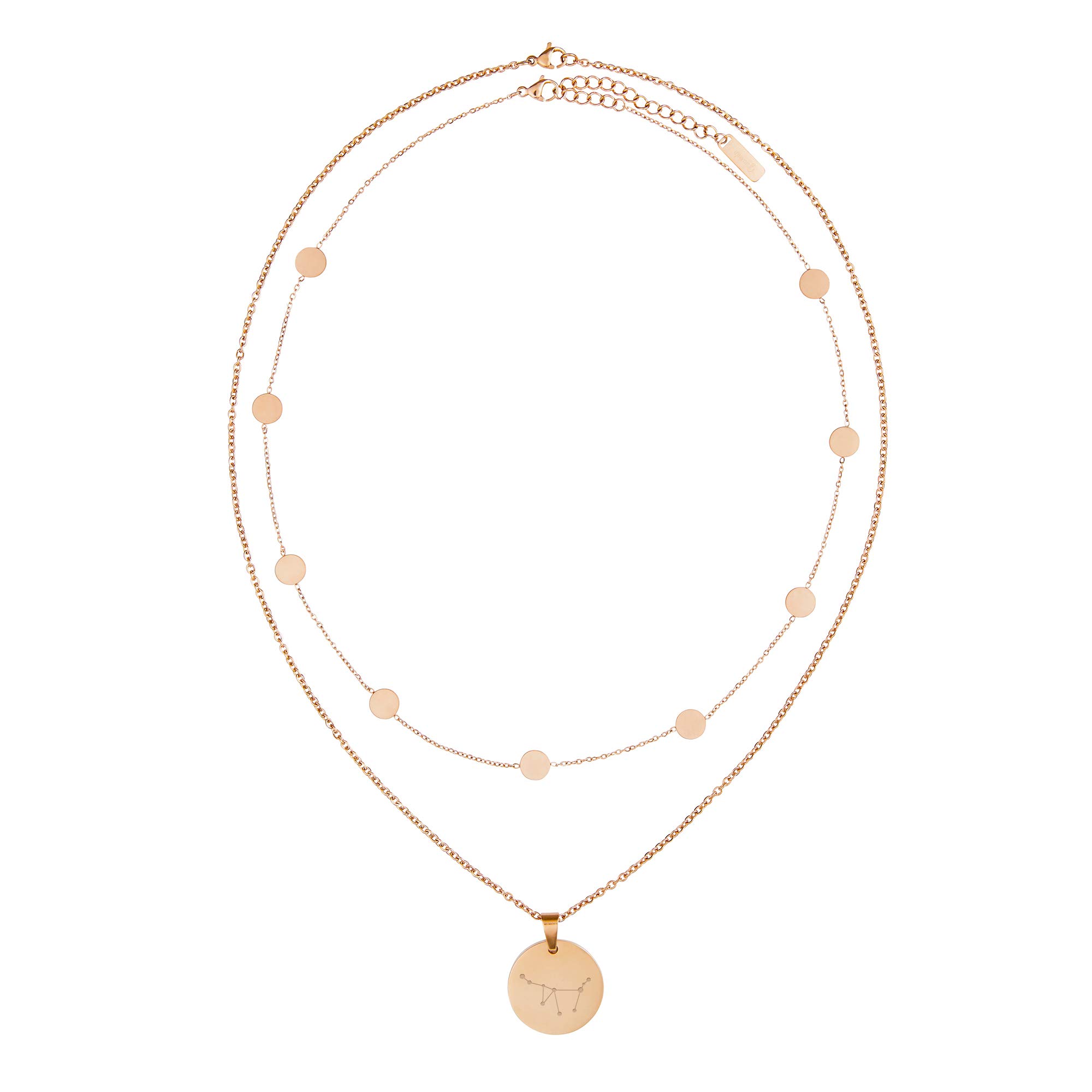 Gravado Ketten mit Coin Anhängern und Sternbild Gravur - Set Layering - Personalisiert mit Initiale