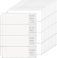 Vista 1 de Chengu 24 fundas para moneda de 4 bolsillos para 3 anillos, carpeta de dinero transparente, álbum de billetes de dólar, fundas de colecciones