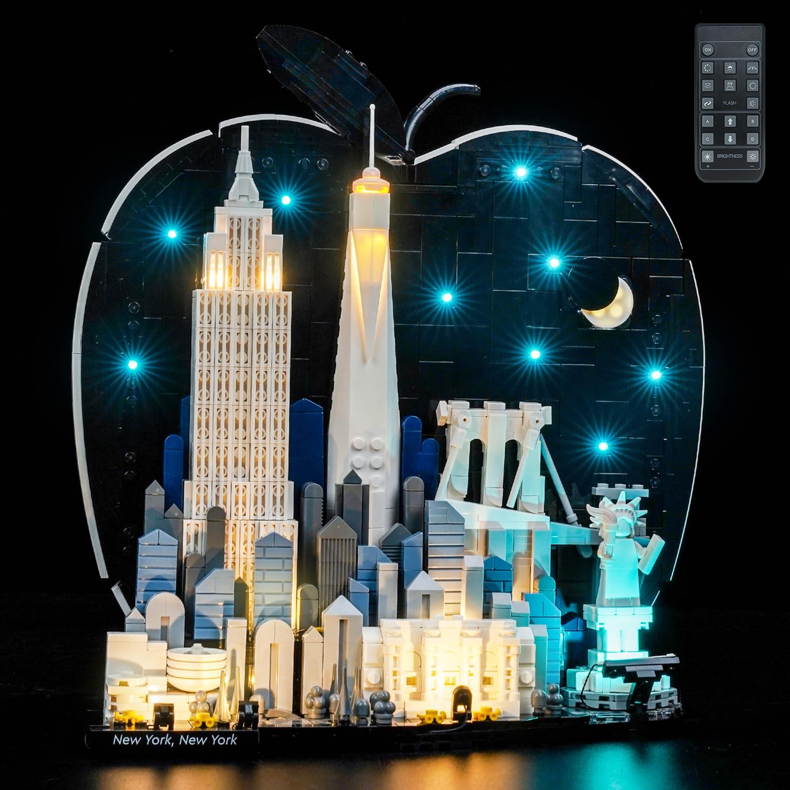 Remote Control Led Light Set Compatible with Lego 21066 New York City-The Big Apple (No Model), Decoration Lighting Set Compatible with Lego New York City-The Big Apple Building Blocks