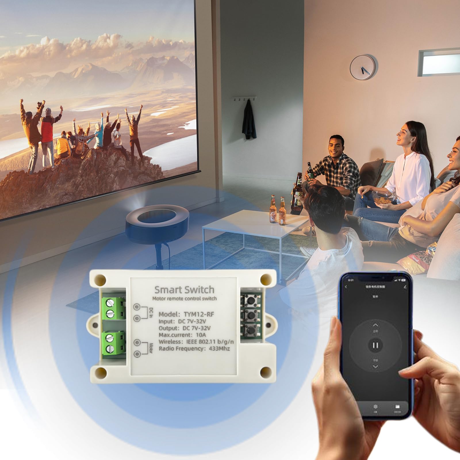 Tuya Contrôleur intelligent WiFi pour moteur CC 12 V/24 V linéaire Interrupteur à distance, relais avant et arrière, application Smart- Life APP, minuterie, compatible avec Alexa et Google Home