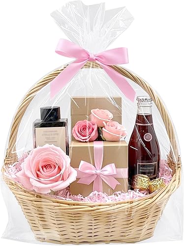 Yotelab Bolsas de celofán transparente, 17 x 25 pulgadas, 20 envolturas de celofán para cesta de regalo