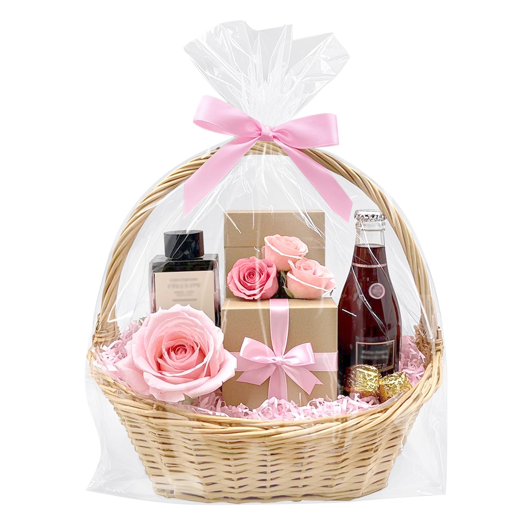 Yotelab Clear Cellophane Basket Bags, 17x25 Inch 20Pcs Cellophane Wrap for Gift Basket(Ribbon NOT Included)