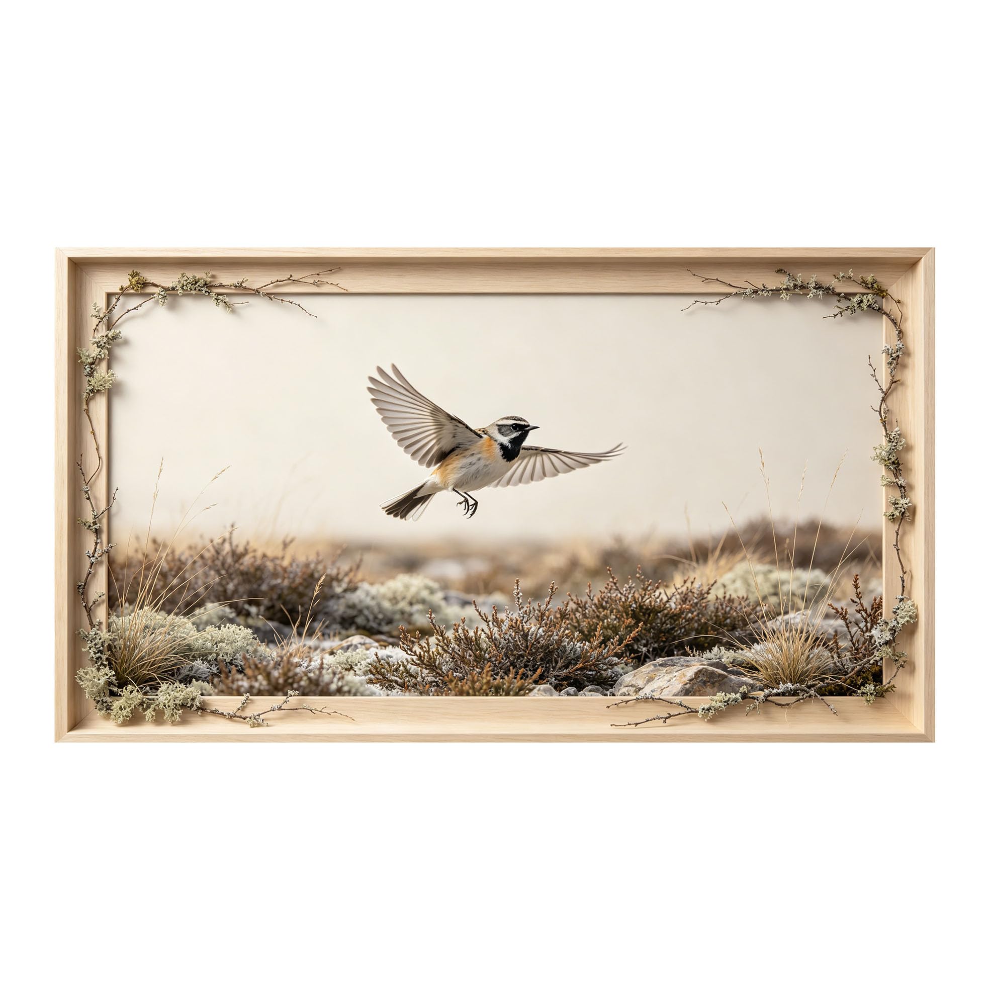 Murasolite 3D 3D Framed Wall Art 50cm×90cm Flying Bird Wilderness Landscape Realistic SelfAdhesive Fabric Mural Wall Decor, Peel and Stick No Damage to Wall for Bedroom Living Room