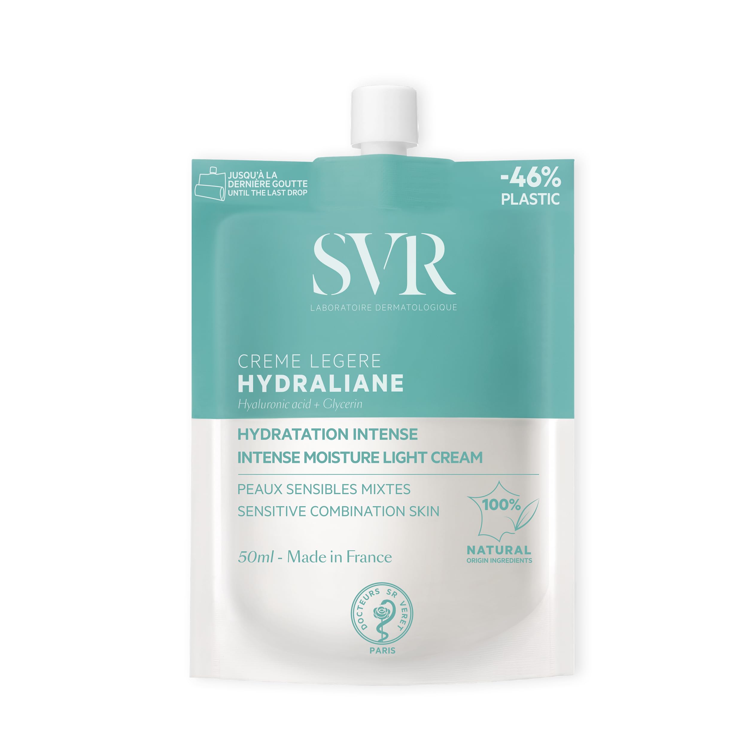 HYDRALIANE Intensive Hydrating Hyaluronic Acid Face Moisturiser for Sensitive Skin, 100% Natural Ingredients, 50ml