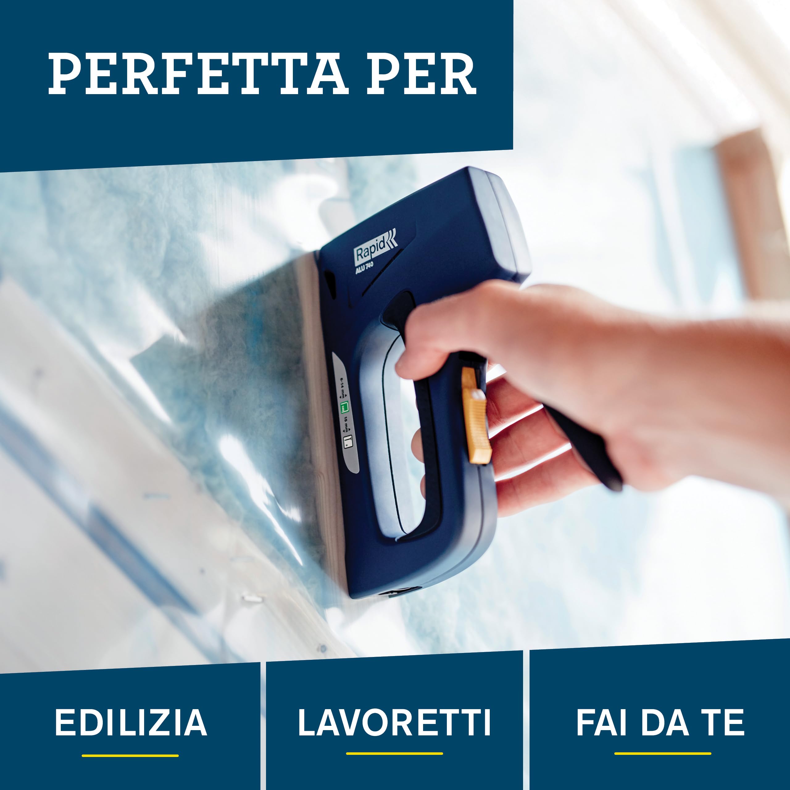 Rapid ALU740 PRO Graffatrice Manuale 2-in-1 per Graffe n. 140 e Chiodini n.8, Dotata di Impugnatura Ergonomica, Parti Interne in Acciaio e Regolatore di Forza a 2 Fasi (5001676)