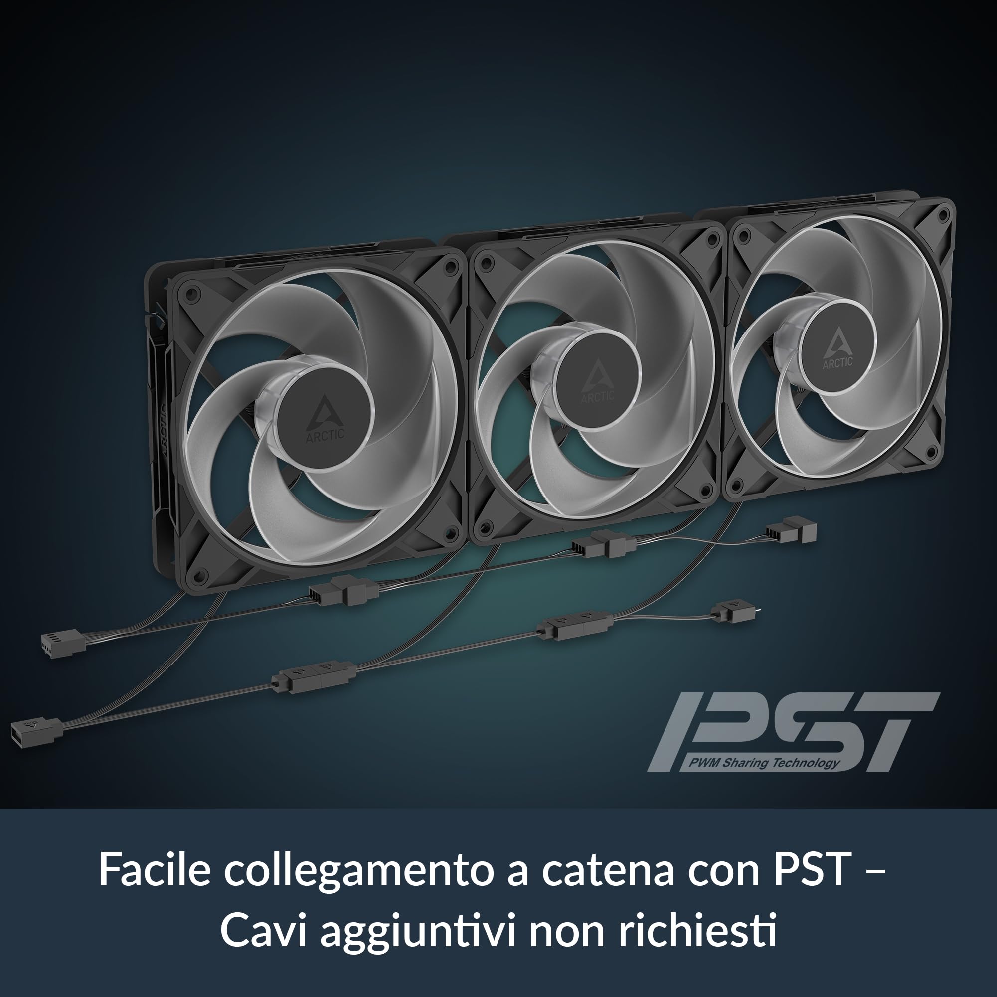 ARCTIC P12 Pro Reverse A-RGB – 3 Pack – 120 mm Ventola Premium con flusso d’aria inverso, Ventole PWM con splitter per cavo a Y, 500-3000 rpm, 0 rpm <5% PWM, 5V Digital RGB, FDB, 4-Pin - Nero