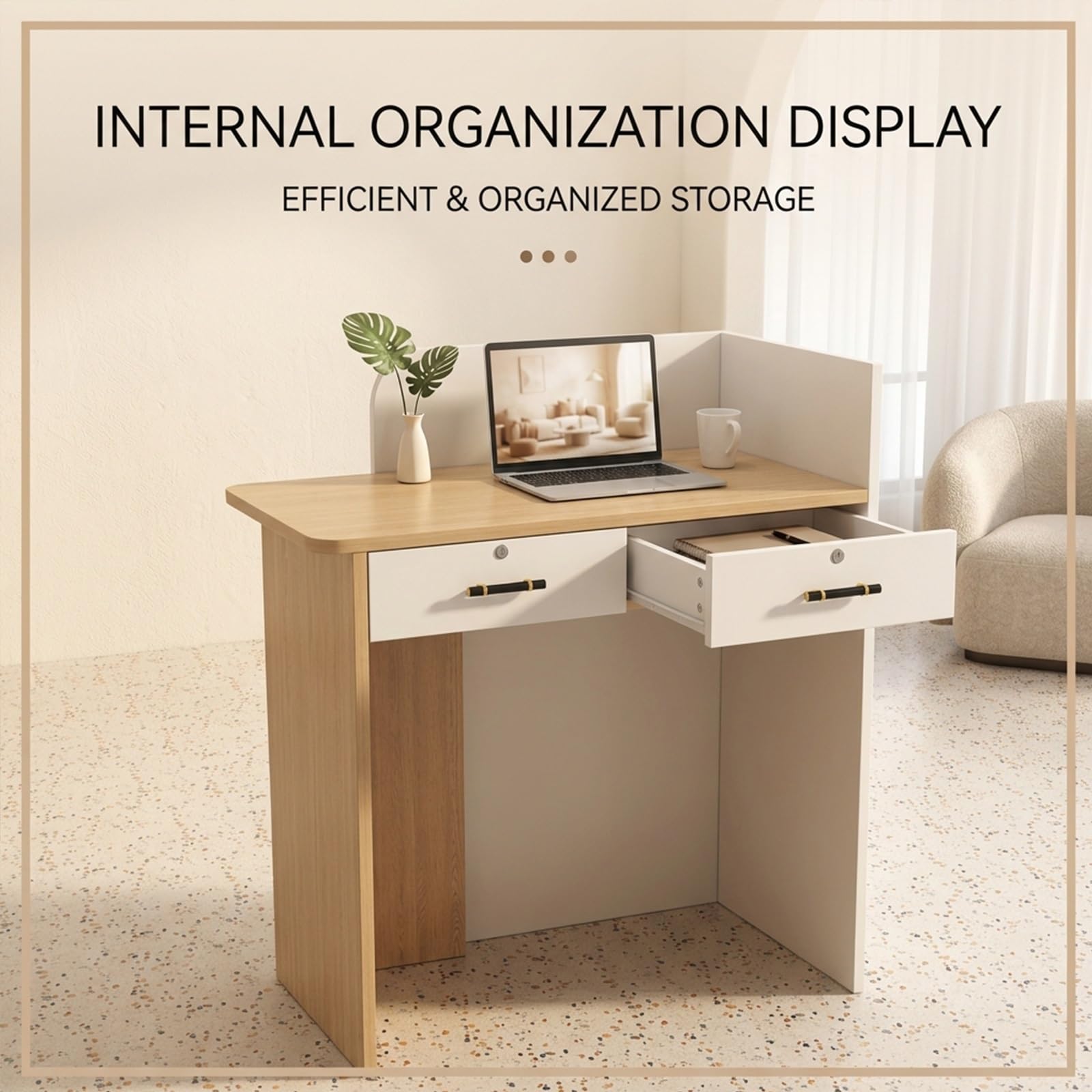 Mostrador de Recepción con iluminación LED,Mostrador Tienda Caja Mesa, Recepción Estética, con Cajón con Cerradura Mostradors de Venta Pequeño Mostradors de Tienda