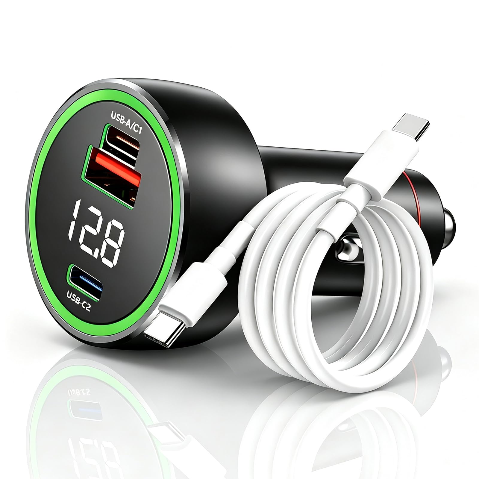 SuperVook ładowarka samochodowa 120 W do OnePlus, Oppo i Realme (kabel C (2 m)