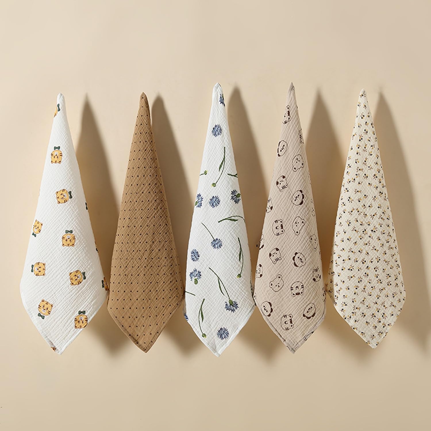 Mussola Neonato 100% Cotone 40x40 cm - Bavaglino Panno Rigurgito Garza Morbida Assorbente - Verde Salvia Bunny Print Soft Blue