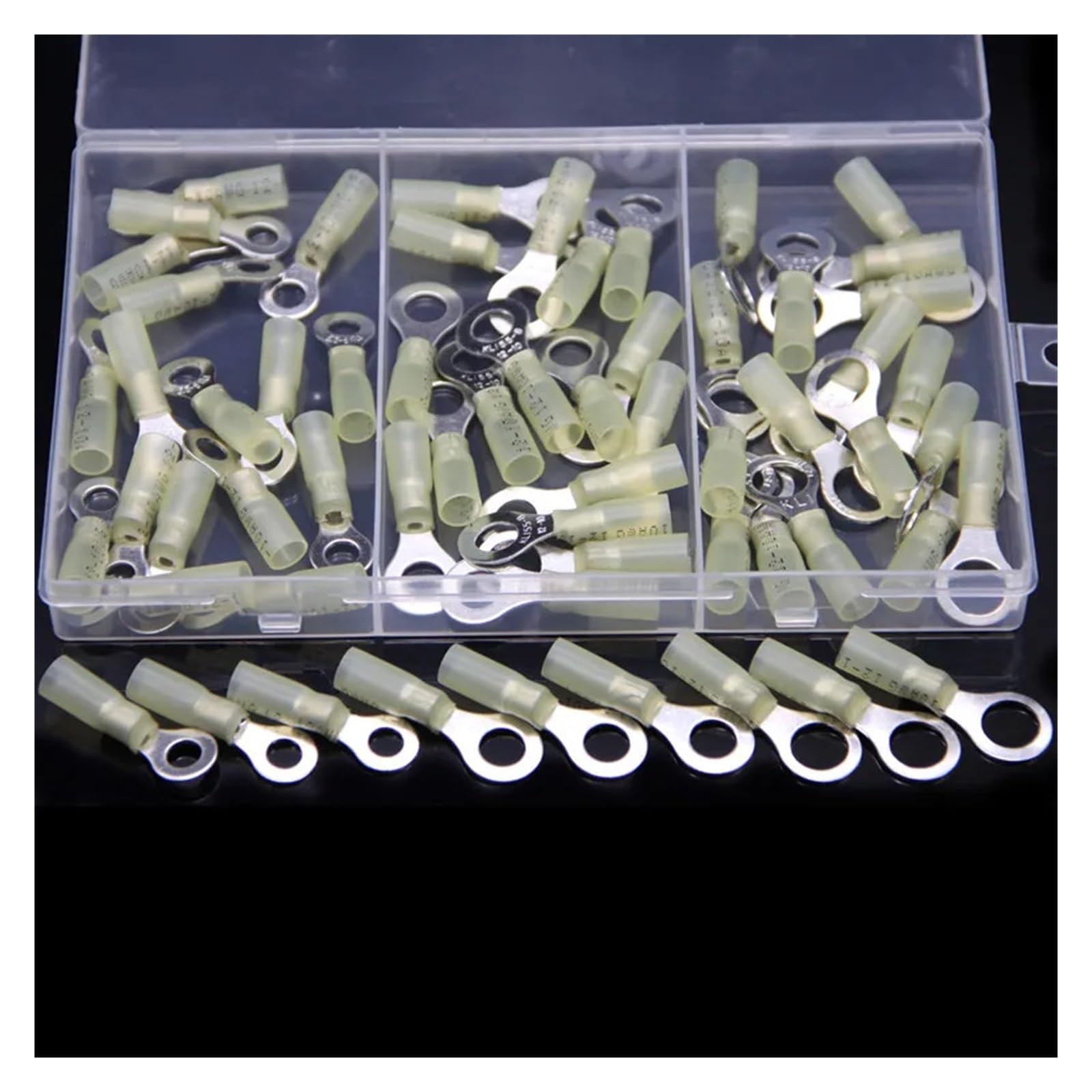 ICXLPMC 90Pcs Yellow Heat Shrink Ring 6-10MM Insulated Wire Connector Electrical Crimp Terminals 12-10AWG