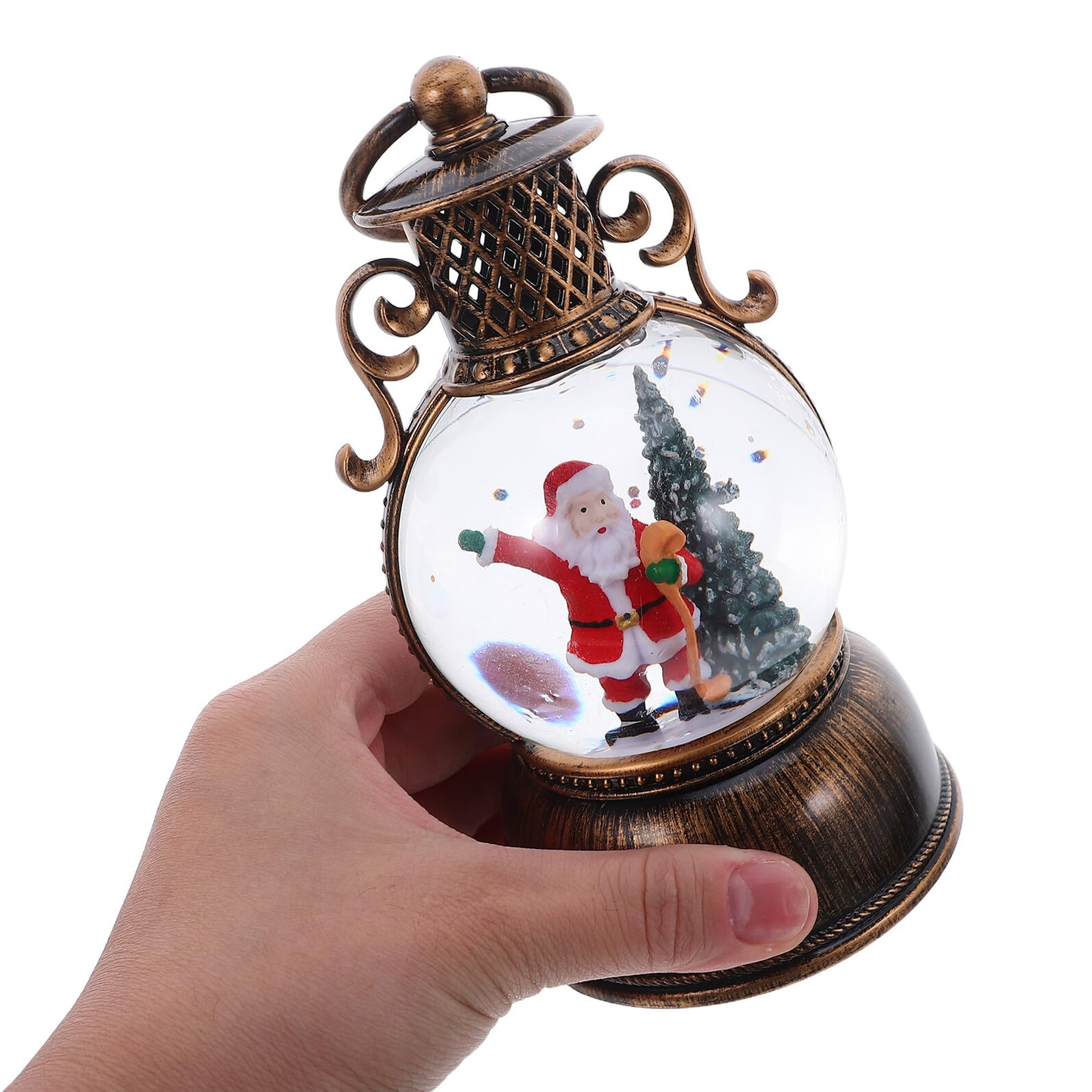 Alipis Globo di Neve Natalizio Carillon Lanterna Forma di Neve Illuminata Decorazione Musicale per Feste per Tavoli e Caminetti