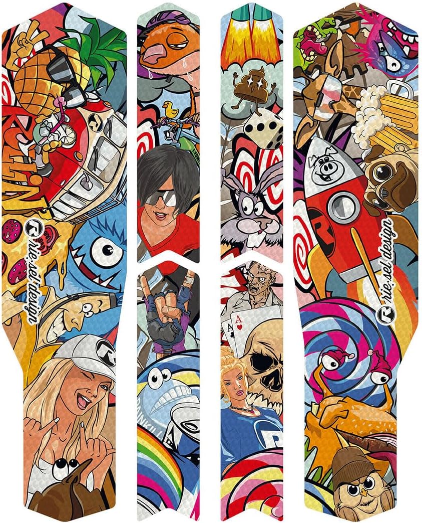 Riesel Design - Bike Rear Triangle Frame Protection Tape, for Chainstays and Seatstays, Protection Against Scratches and Abrasions - Easy Installation - Chain:Tape 3000 - Stickerbomb Eyecatcher