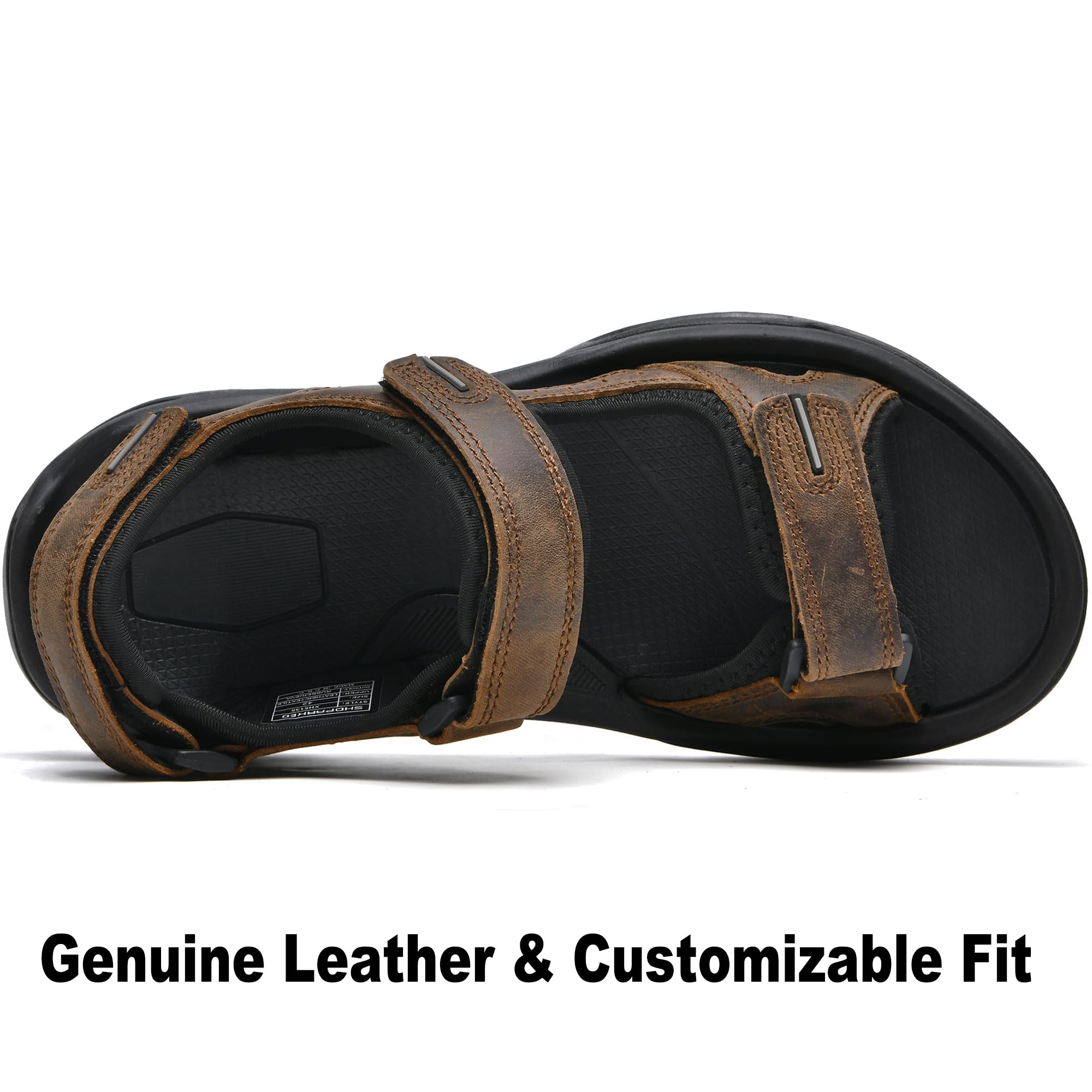 Men's Leather Athletic Sandals Hiking Shoes EVA Cushion Foam Midsole With Arch support Rugged Durabrasion Rubber Outsole — view 6