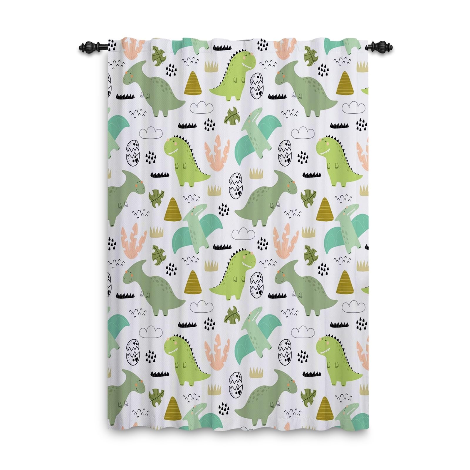ggaimwf Dinosaur Curtains for Kids Bedroom Cartoon Animals Wildlife Jurassic Cute Dino Volcano Window Drapes Curtains Back Tab Nursery Hanging Room Divider Interior Curtain 135x229cm 1 Panel