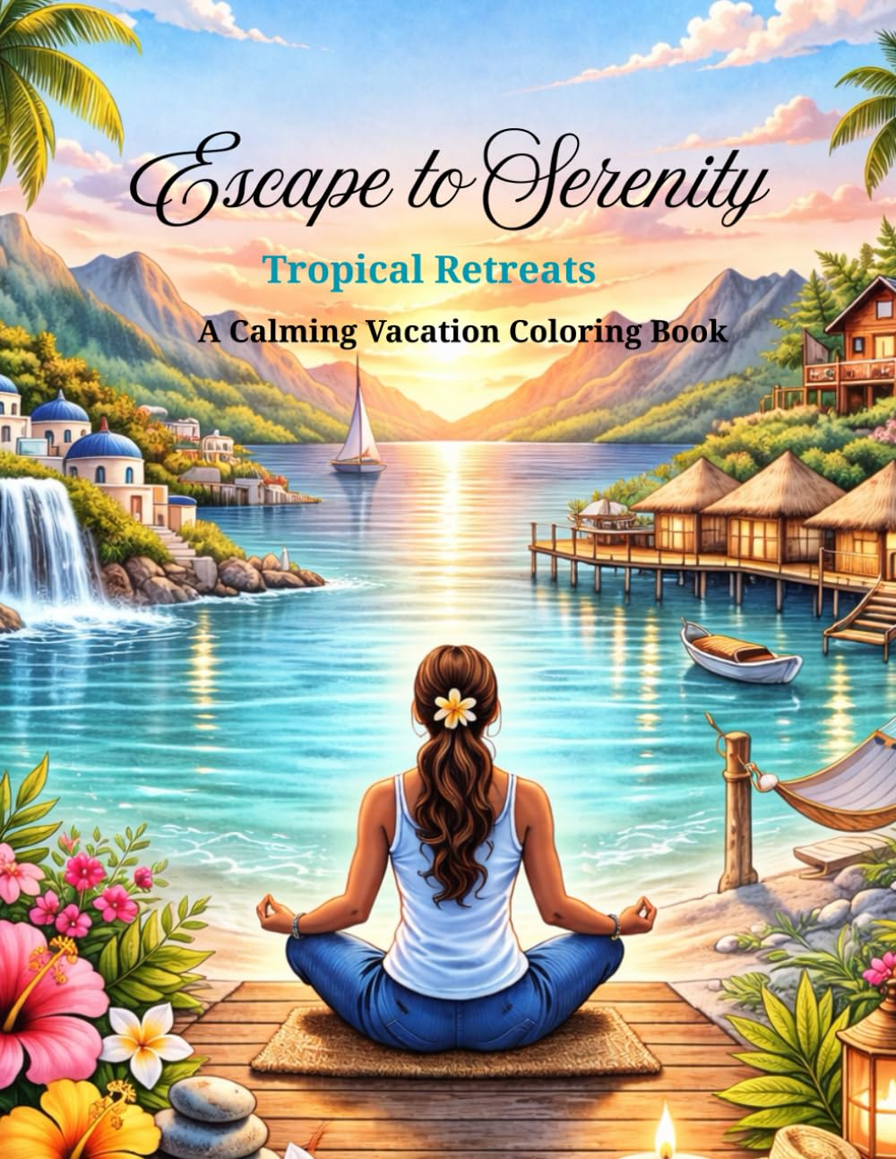 Escape to Serenity: Tropical Retreats: A Calming Coloring Book for Relaxation