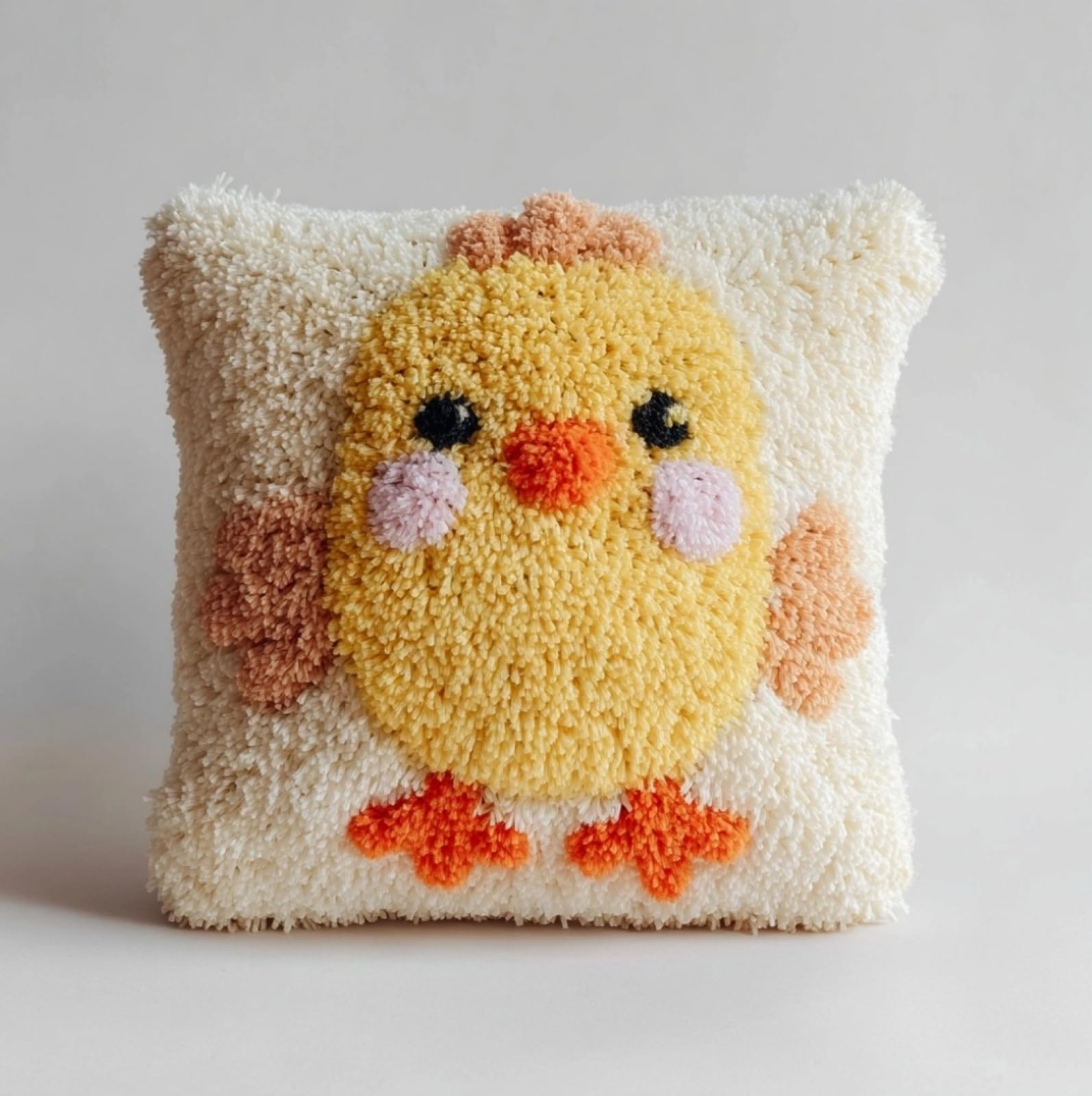 Wallustrioaw Cartoon Chick Latch Hook Pillow Cover Making Kit 43X43cm,