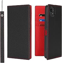 Havaya Compatible AQUOS wish5 Case, Aquos wish5 Case, Wallet Type, Genuine Leather, Strap, SH-52F Cover, au Shockproof, docomo, Sharp Wish5, SoftBank, Card Storage, Stand Function, Leather - Black