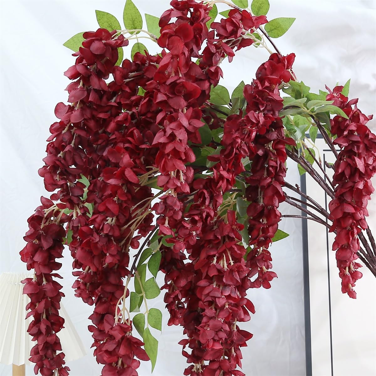Photo 1 of AROIUO Artificial Wisteria Garland - 47.2in Silk Crimson (4pcs)