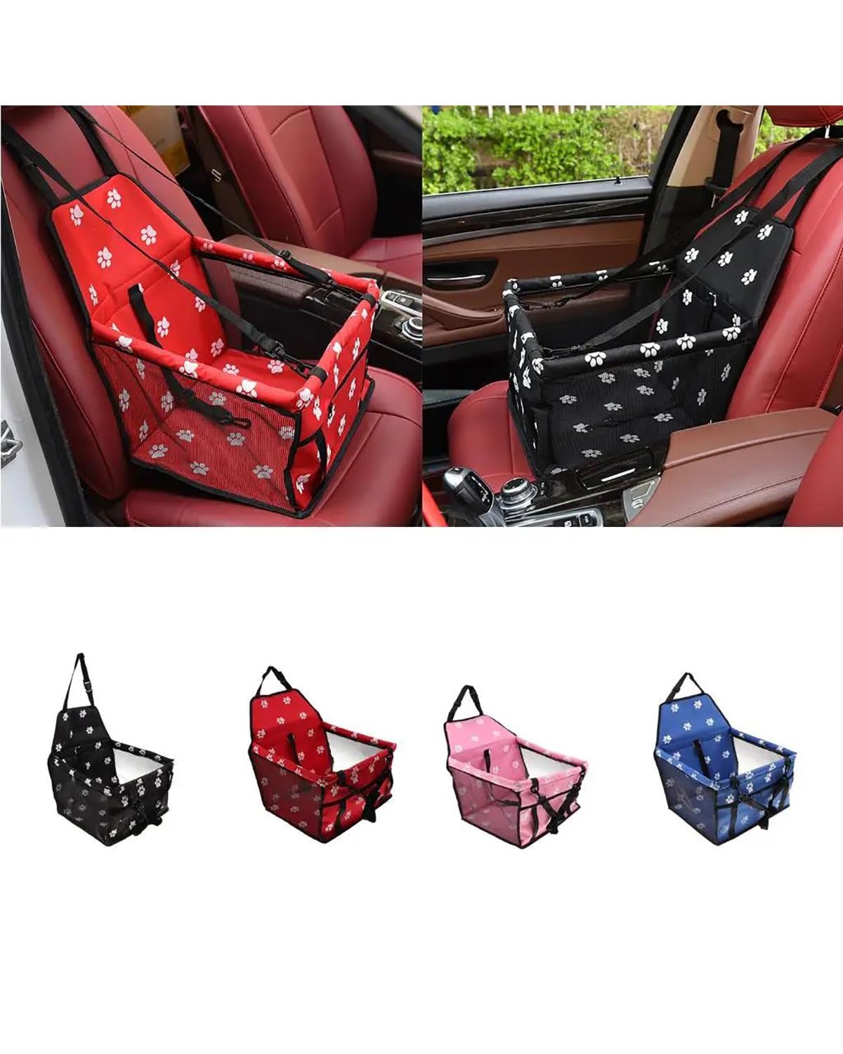 Hundesitze für Autos, Hundeautositz Hund Belüftet for Sitz Zwinger Haustier Auto Booster for Reisebox Mit Leine Hundesitz(Red)