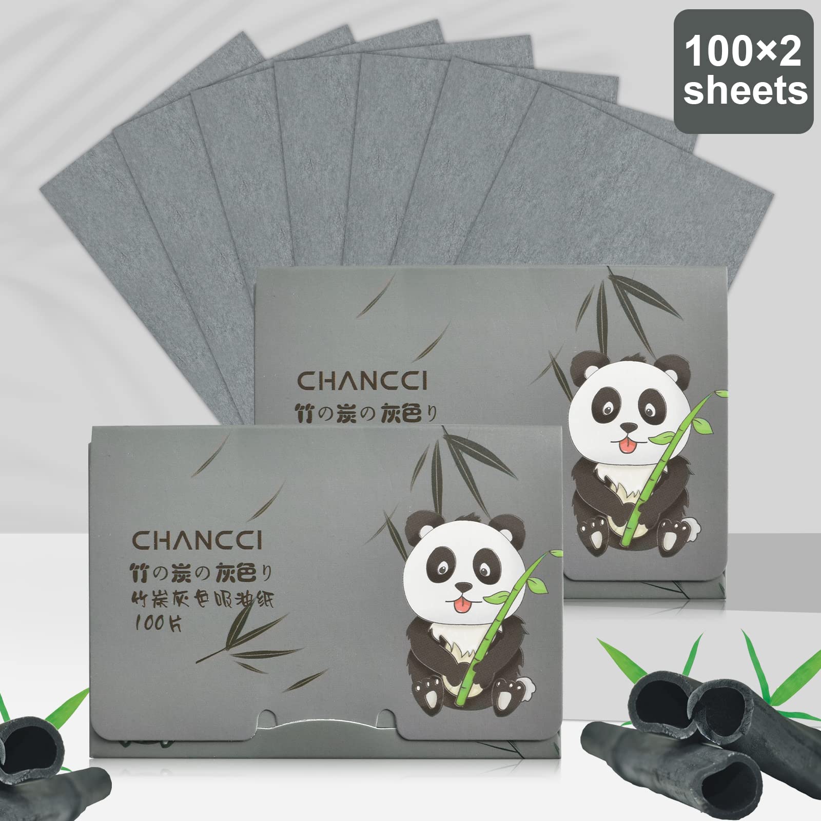 Papel Absorbente de Aceite Facial, 200 Hojas Secantes, Oil Control Paper, Perfume, Hojas Absorbentes de Brillo, Portátil Control de Aceite (Gris)