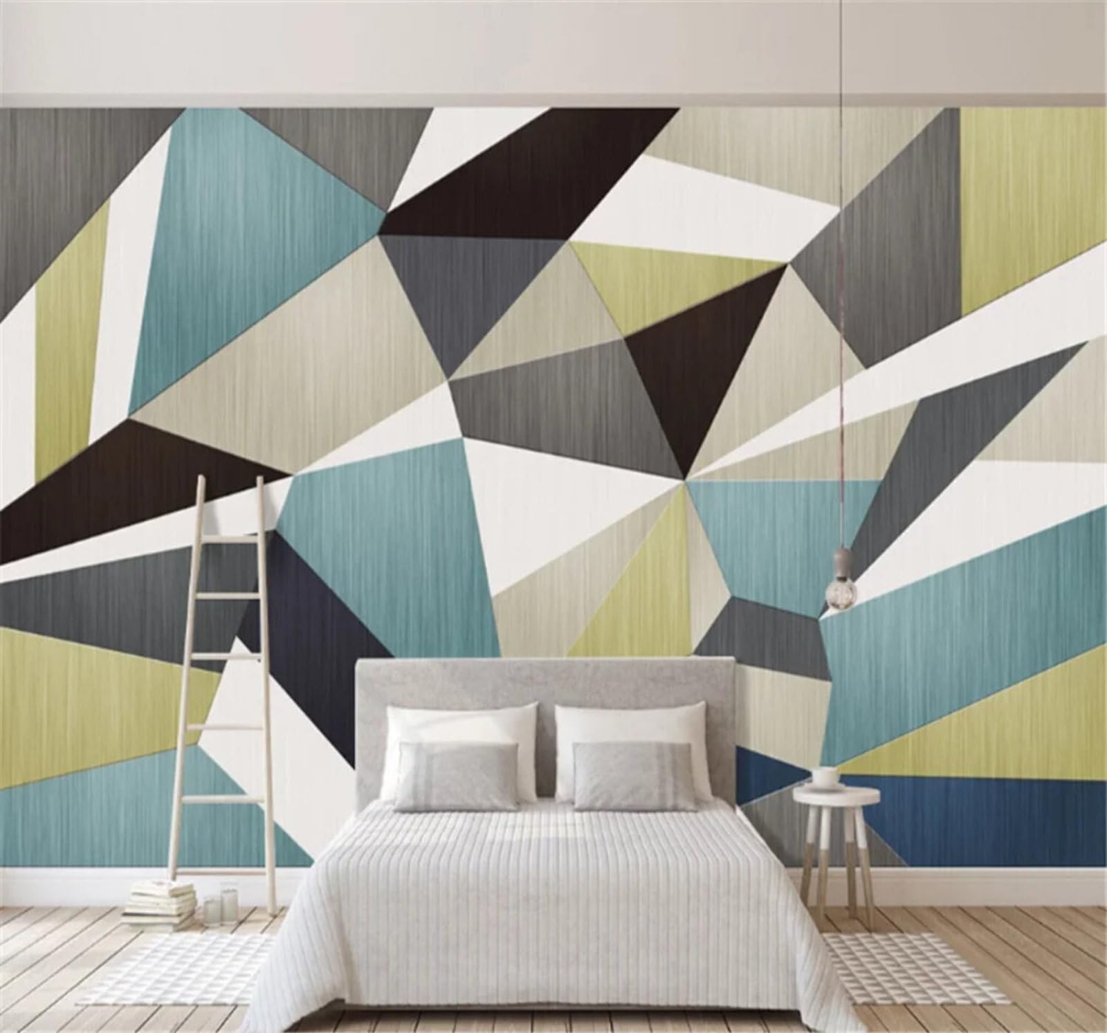 Tzxztt Minimalist Abstract Colourful Geometric Patchwork Modern 3D Wallpaper Premium Textured Silk Neutral Tones Material Ideal for Living Room Bedroom-430cm×300cm