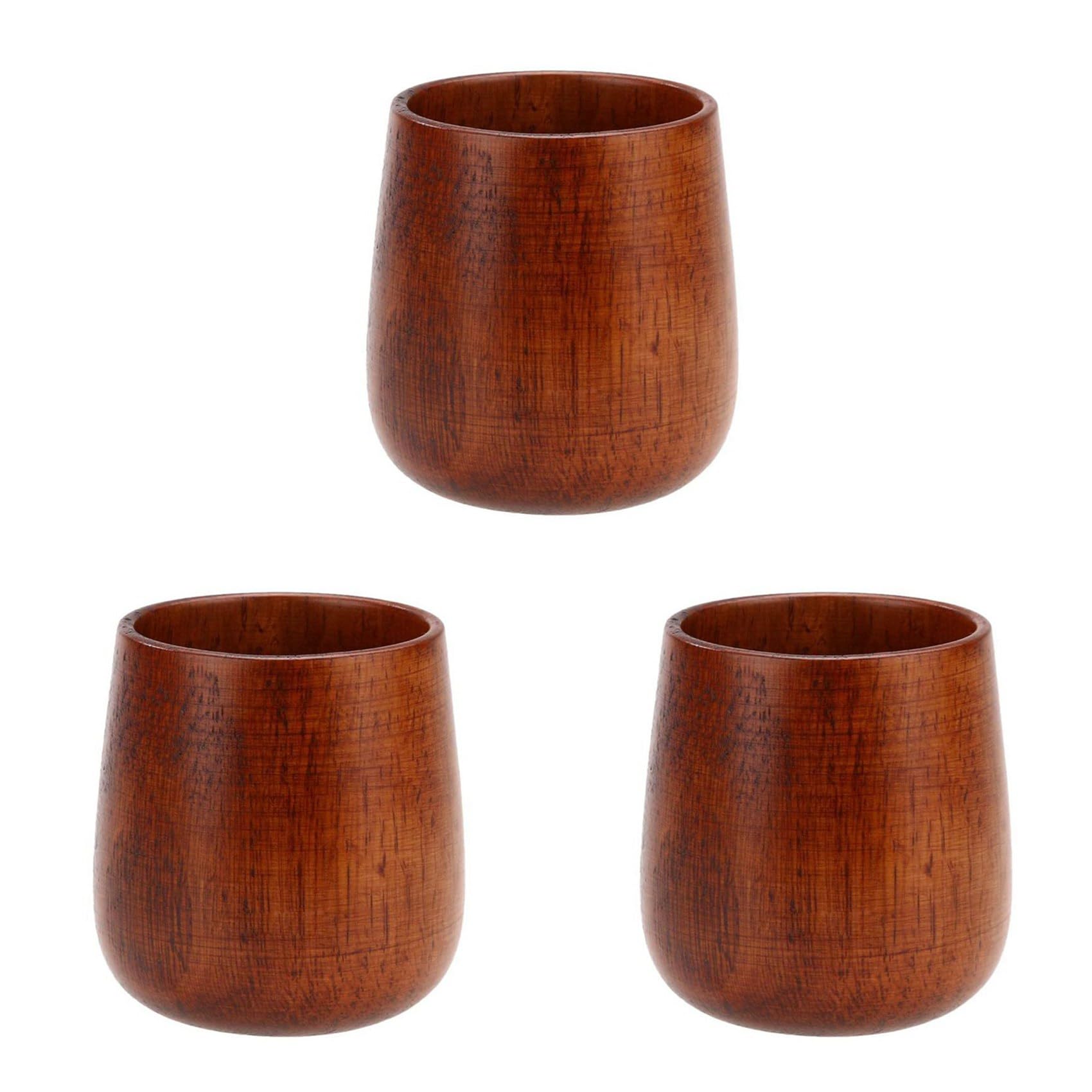 Hndhbfgrt 3X Primitive Handmade Natural Wood Wooden Cup Breakfast Beer Milk Tea Mug