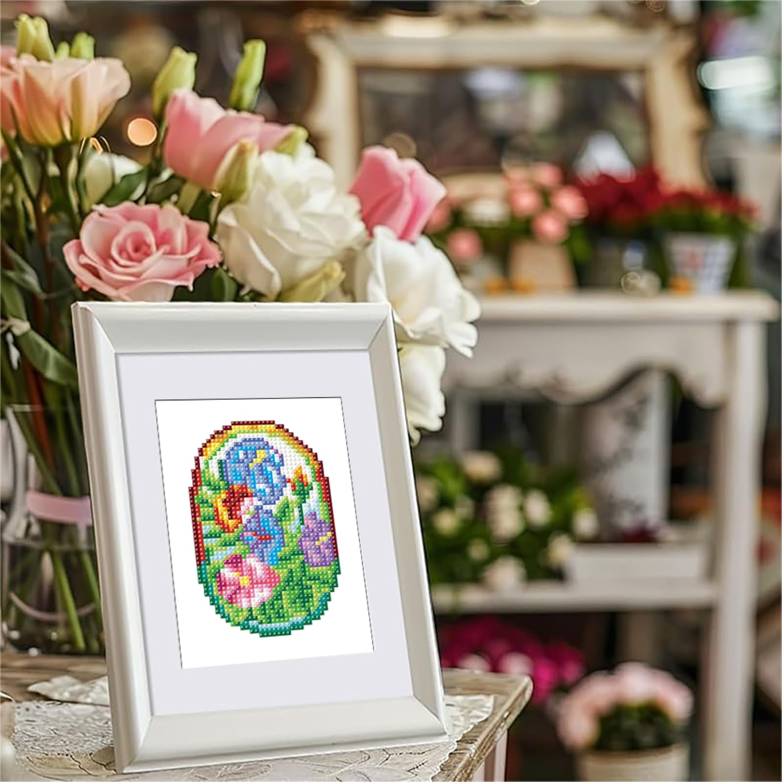 Nianxi 12Pcs Flower Mini Diamond Painting Kits for Adults,Window Small Diamond Art Kit Full Round Drill,Gem Art for Beginner,Gifts,Home Wall Decor (Window-02) - Image 3