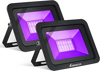 2 Pack 365nm 30W LED Black Light Flood Light with Plug and Switch, IP66 Waterproof, Indoor/Outdoor Use