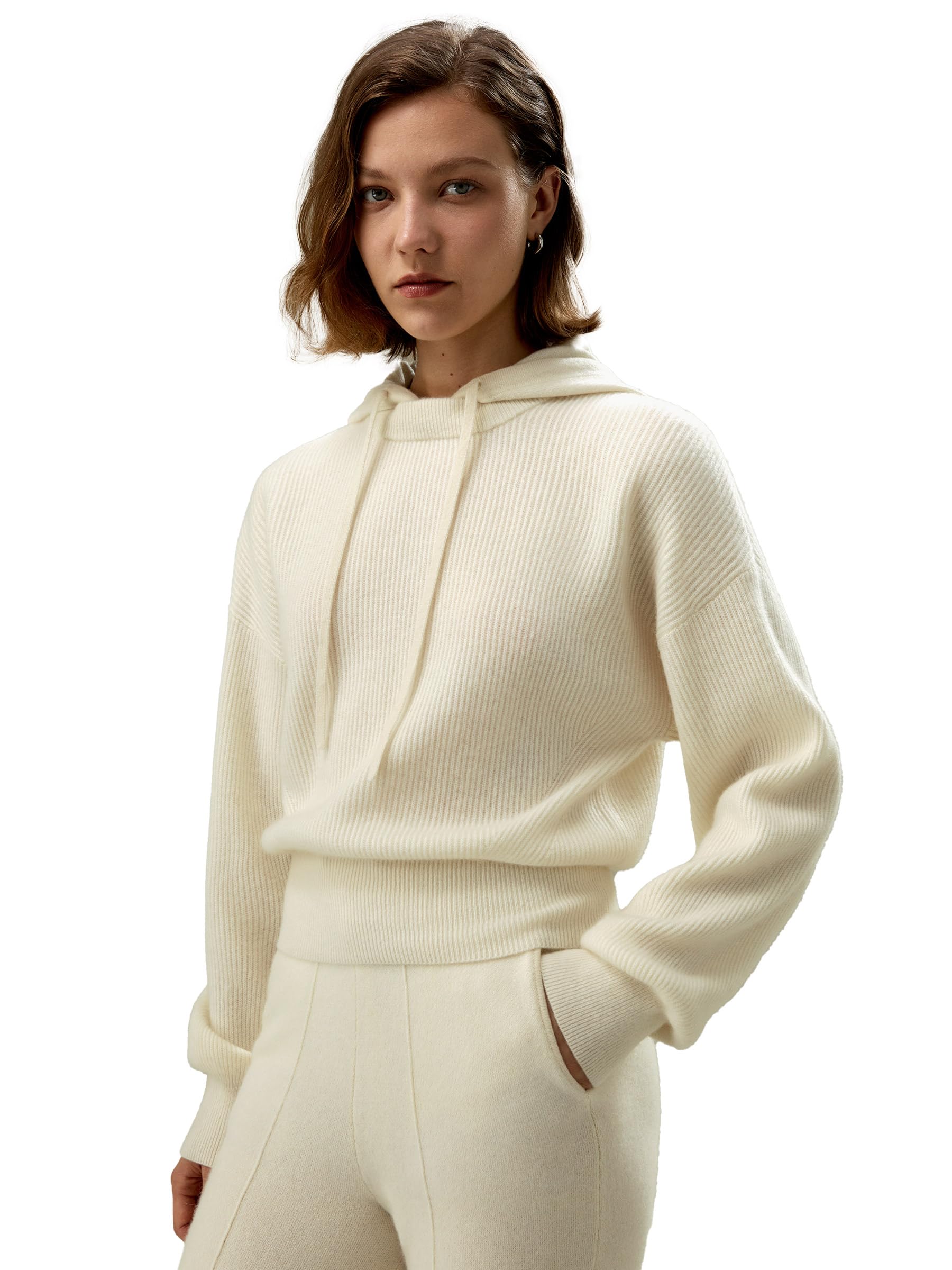 LilySilk Womens Pullover Sweater 100 Cashmere Oversized Hoodie with Detached Hood for Fall Winter Causal