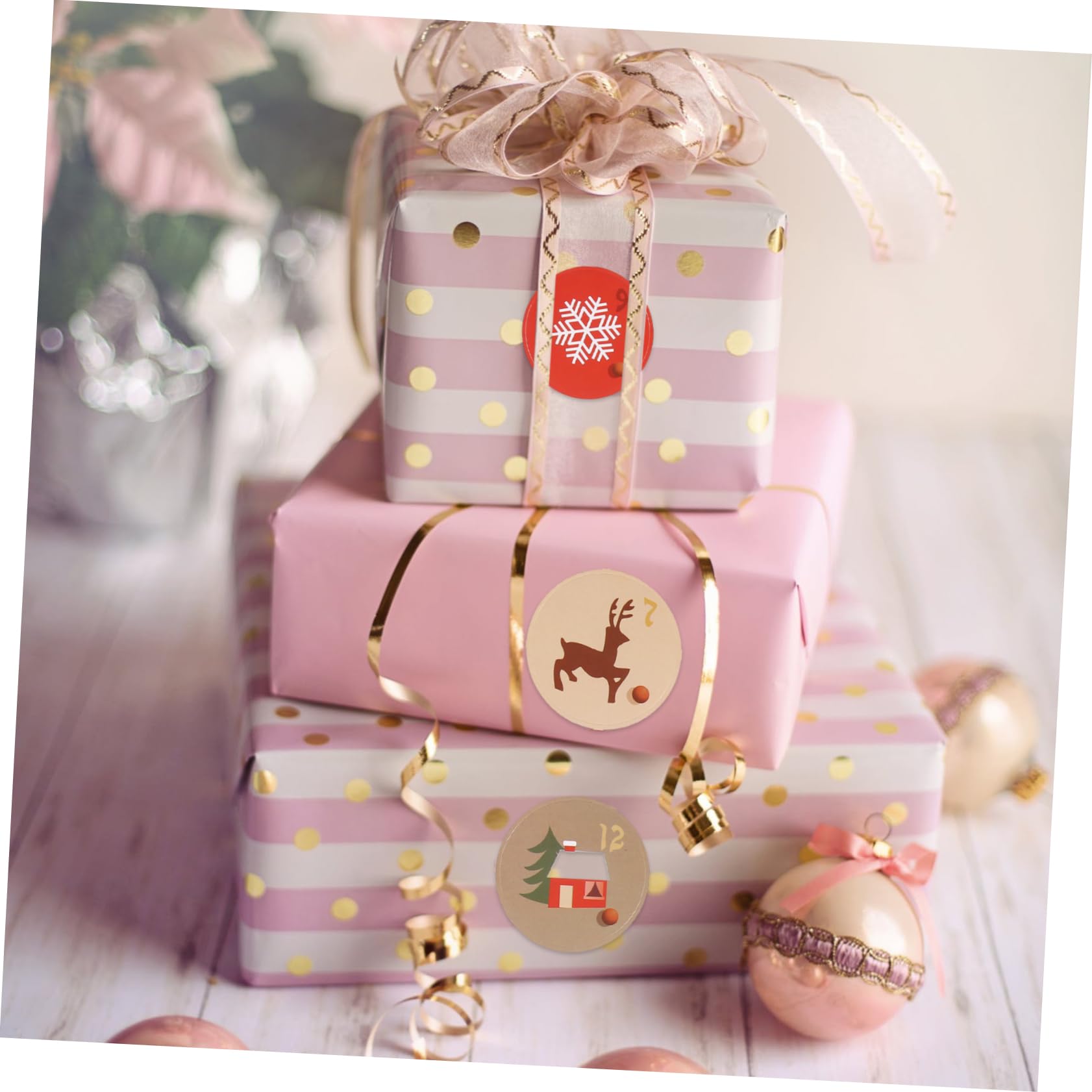 SHINEOFI 60fogli Adesivi Natalizi Per Confezioni Etichette Decorative Per Sacchetti Confezioni Festivi Renne Per e Decorazioni