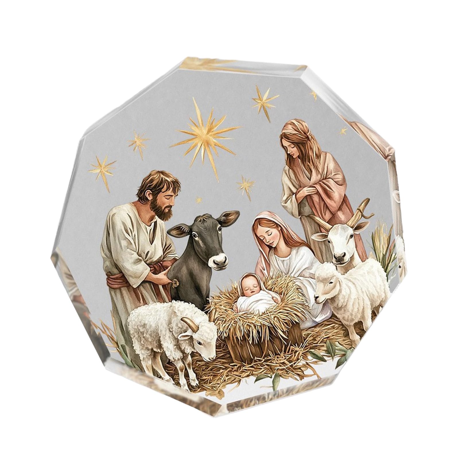 COOLHOOD Nativity Scene Ornament Nativity Scene Desktop Decorations Acrylic the Birth of Jesuses Decors Christians Religious Gift Christmas Decorations