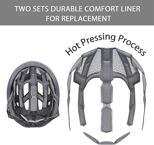 Miniatura 3 de Casco de bicicleta para adultos, hombres, mujeres con luz - Casco para carretera de montaña con almohadillas de repuesto y visera removible