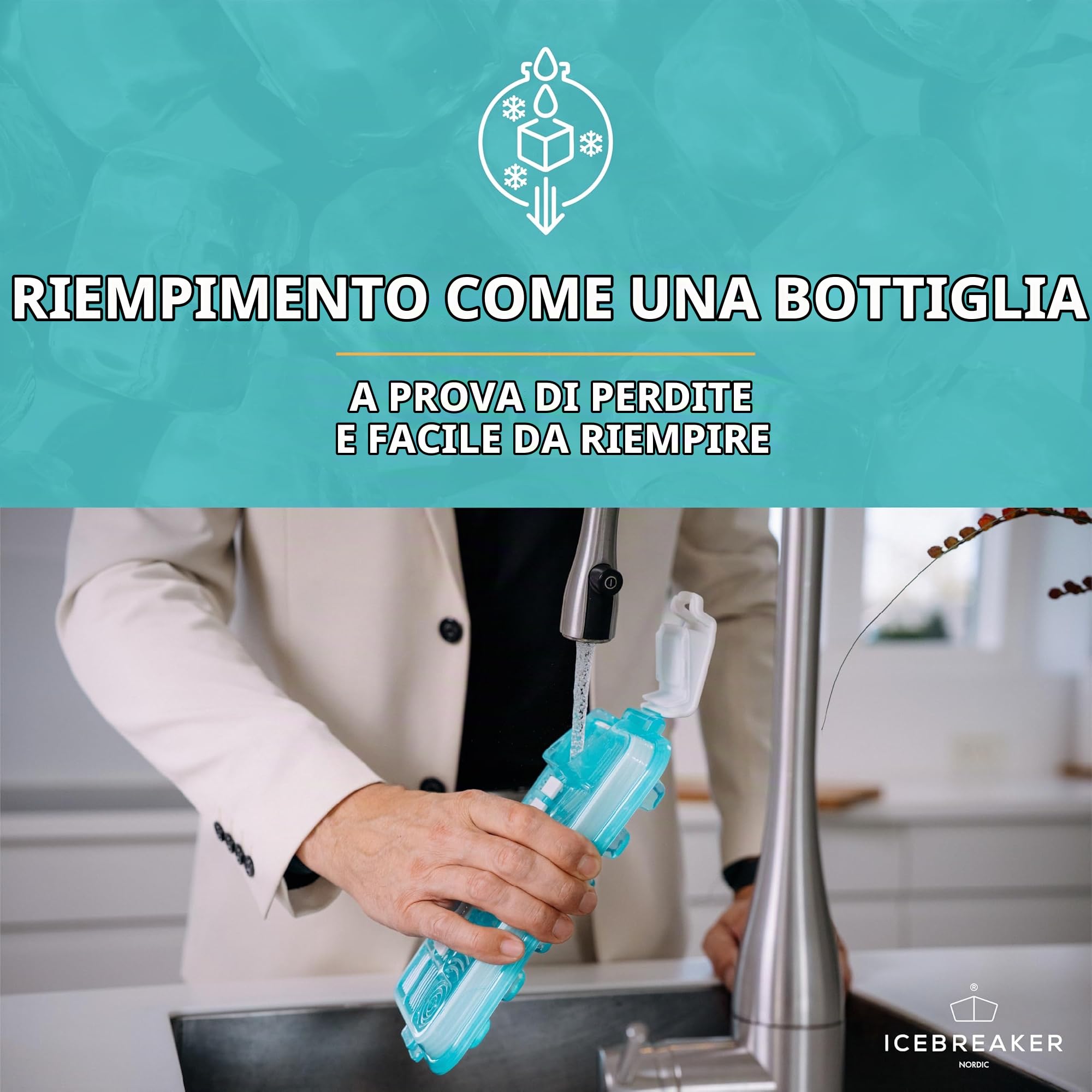 ICEBREAKER Nordic Push & Twist - 3 stampi per cubetti di ghiaccio con coperchio (18 x 3 cubetti di ghiaccio), vassoi per cubetti di ghiaccio per congelatore con coperchio, stampi per ghiaccio senza