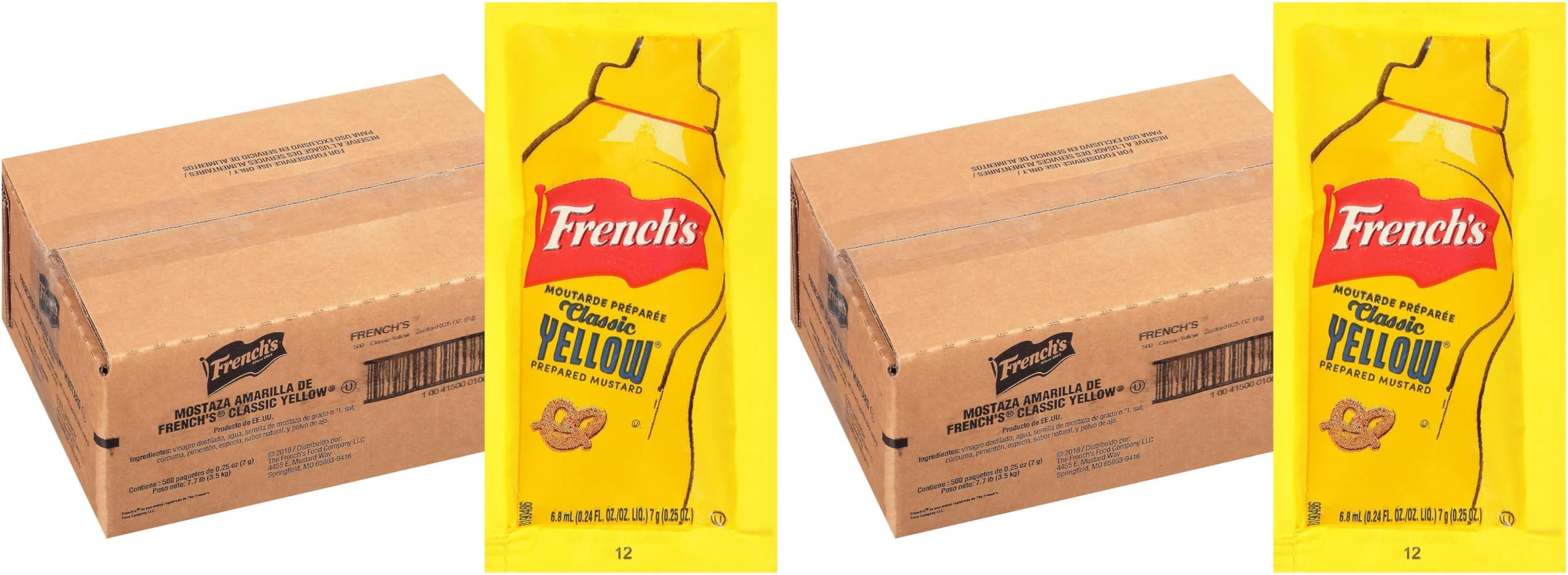 French's Classic Yellow Mustard Packets, 500 count - One 500 Count Individual Yellow Mustard Packets, Perfect Single-Serve Size for Delivery and Takeout Orders (Pack of 2)
