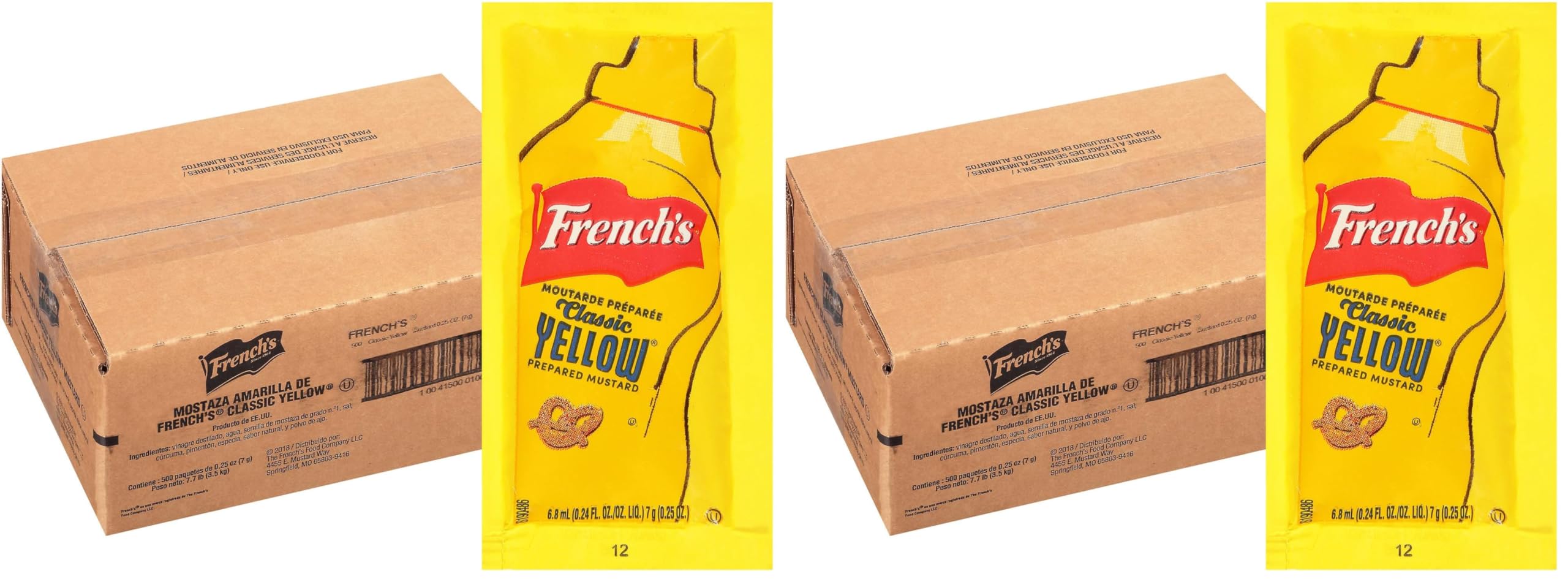 French's Classic Yellow Mustard Packets, 500 count - One 500 Count Individual Yellow Mustard Packets, Perfect Single-Serve Size for Delivery and Takeout Orders (Pack of 2)