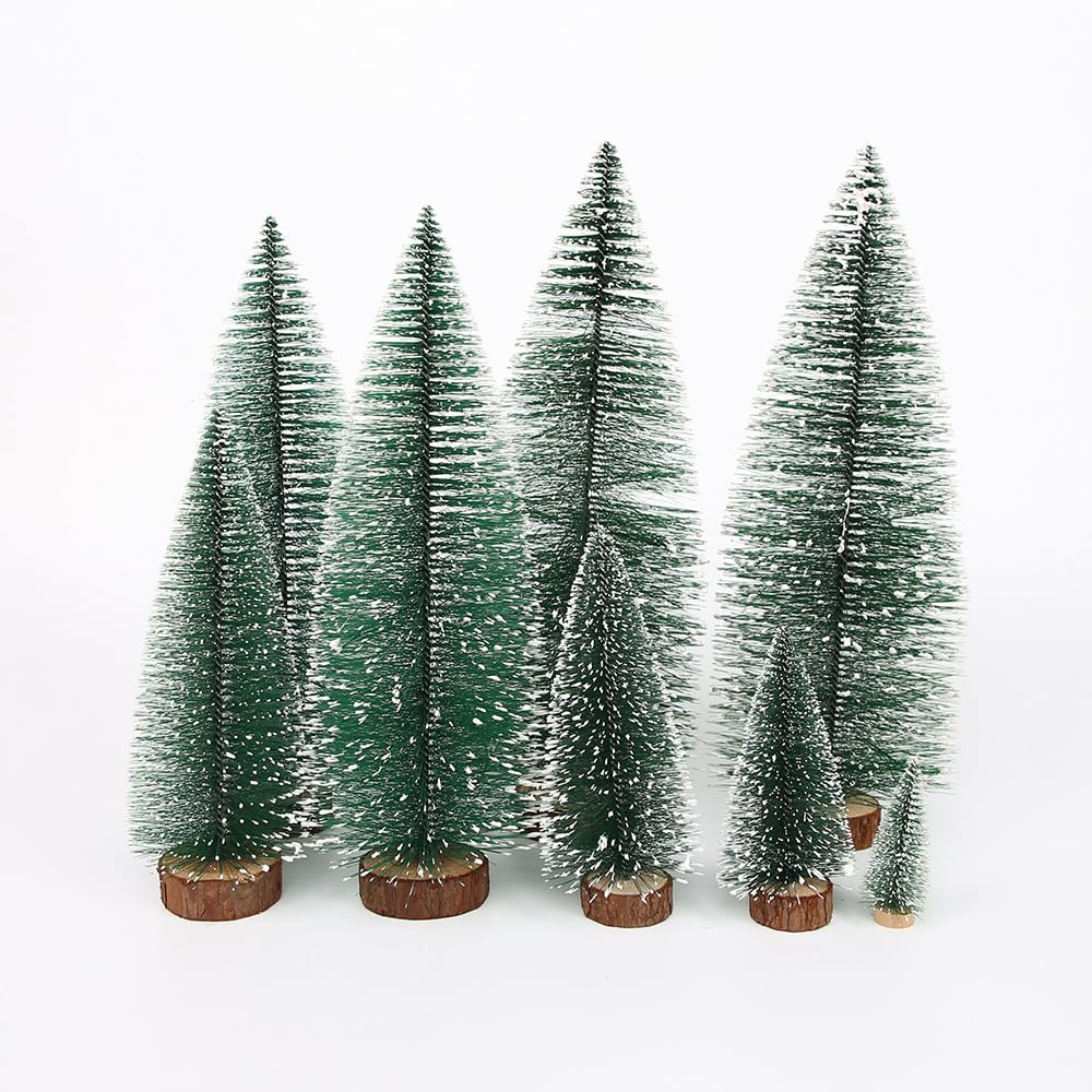 Mini Christmas Trees Christmas Decorations, Artificial Christmas Decoration Trees with 4 Size, 6pcs Small Pine Tree Bottle Brush Trees Christmas Table Craft, for Winter Xmas Holiday Home Party Decor