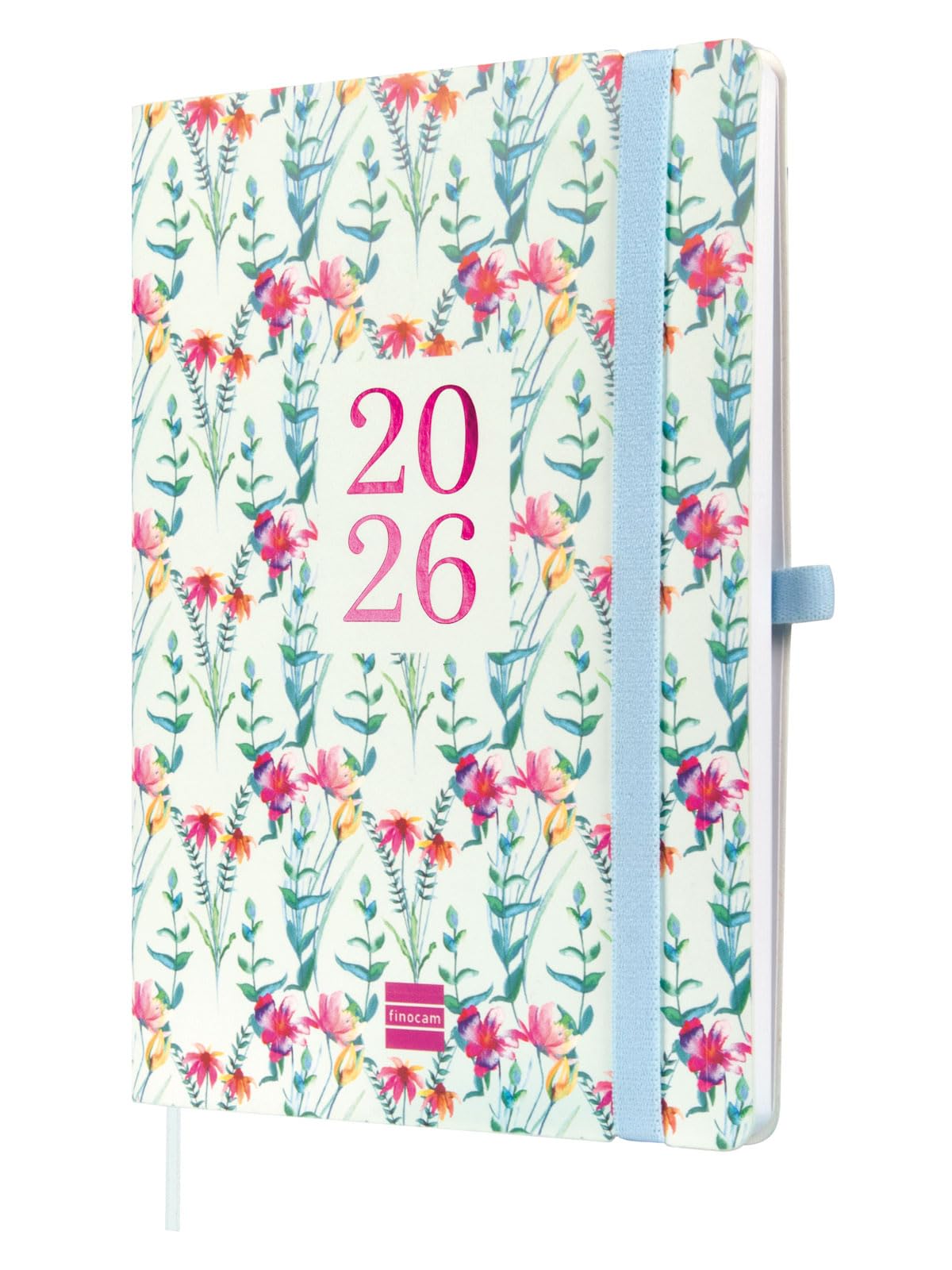 Finocam - Terminplaner 2026 Wochenansicht Vertikal | Januar–Dezember (12 Monate) | A5 Terminplaner mit Gummiband und Lesezeichenband | Flexibler Einband Capri - Happy - International
