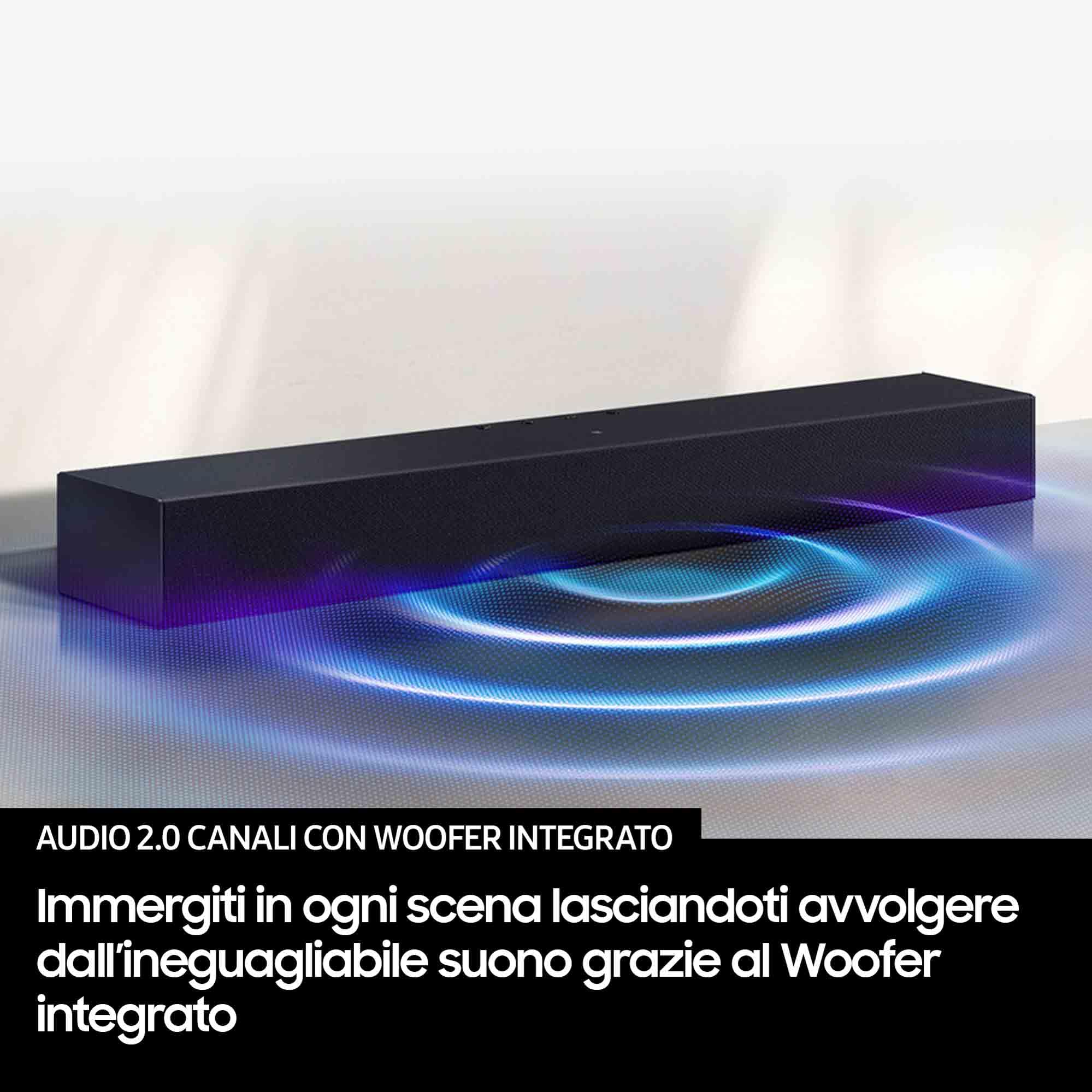 Samsung Soundbar HW-B400F/ZF Serie B, 4 Speaker, Wireless, Dolby 2ch, Audio a 2.0 Canali, DTS 2ch, Surround Sound Expansion, Voice Enhance Mode, Titan Black, 2025