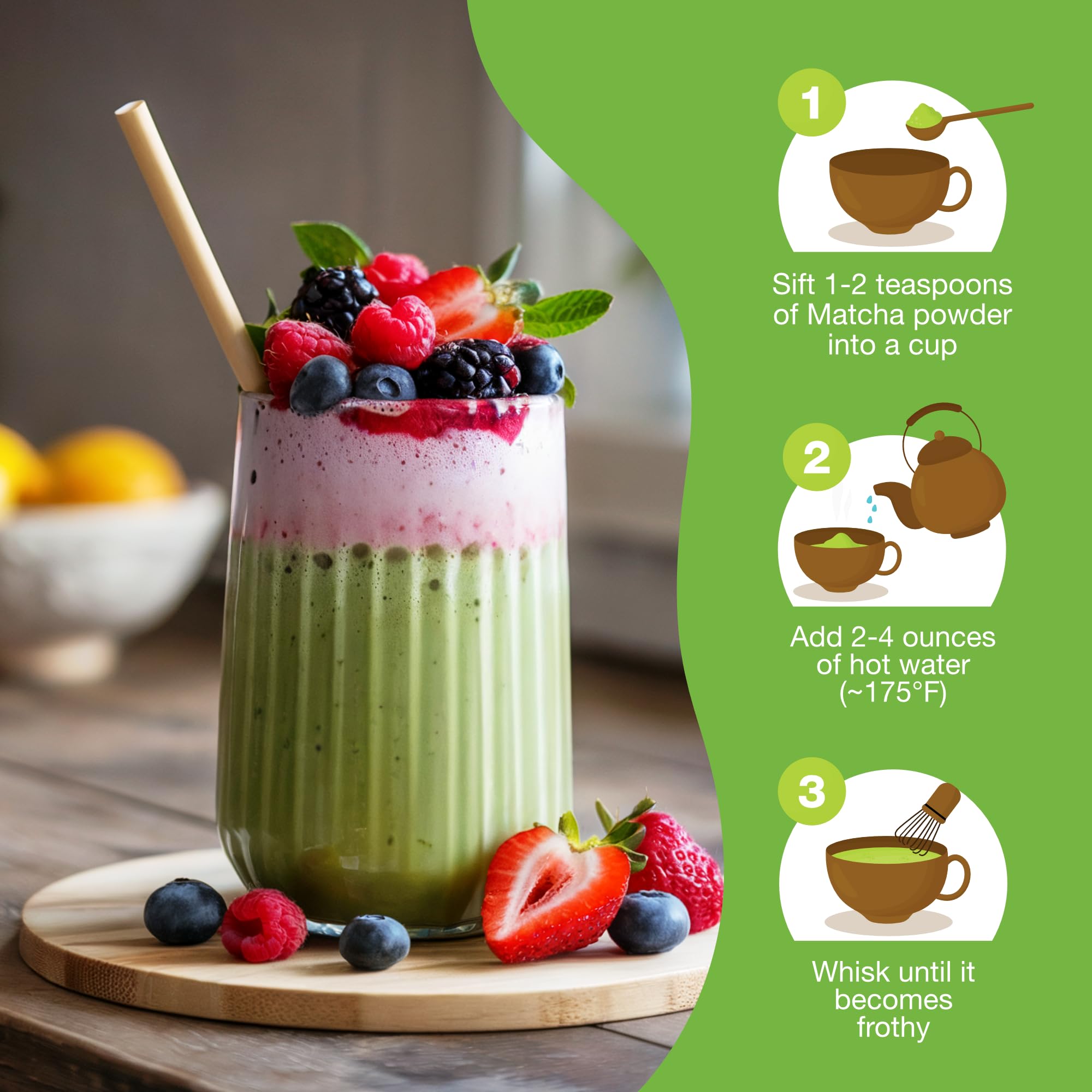 Organic Matcha Green Tea Powder 1lb Certified USDA Organic Powder for Matcha Latte Tea and Smoothies Kosher Non-Gmo — view 6