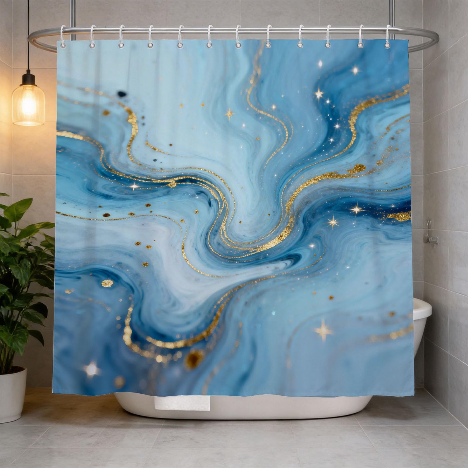 Hongduo 3D Fluid Art Shower Curtain for Stalls Bathtubs Ombre Bathroom Decor Shower Curtain Set Polyester Fabric Waterproof 120x180cm/48X71 Inch with Hooks