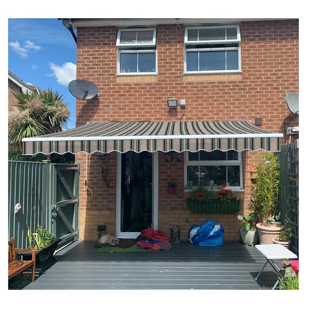 GJZQDKX Retractable Patio Awning Replacement Fabric Waterproof Polyester Canopy Cover for Window & Door (3x2m/9.8x6.5ft) - Outdoor Shade Solution