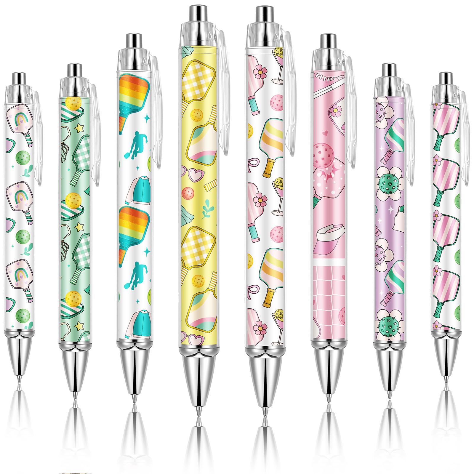 Ireer 8 Pcs Ballpoint Pens for Women 1.00 mm Cute Black Ink Pens Fine Point Smooth Writing for Journaling Aesthetic Office Supplies(Dinkball) — image 1